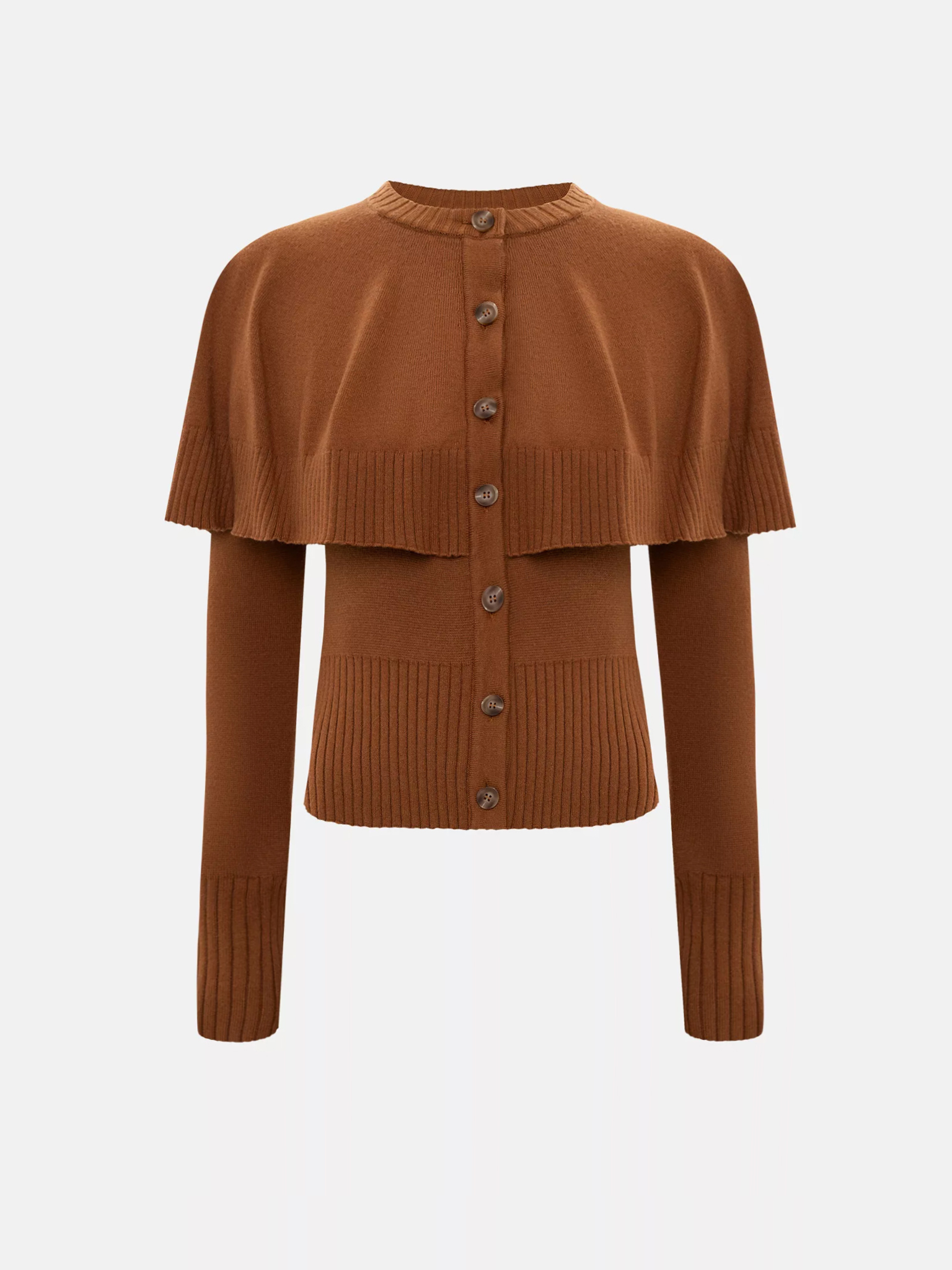 Smooth-knit cardigan with a cape