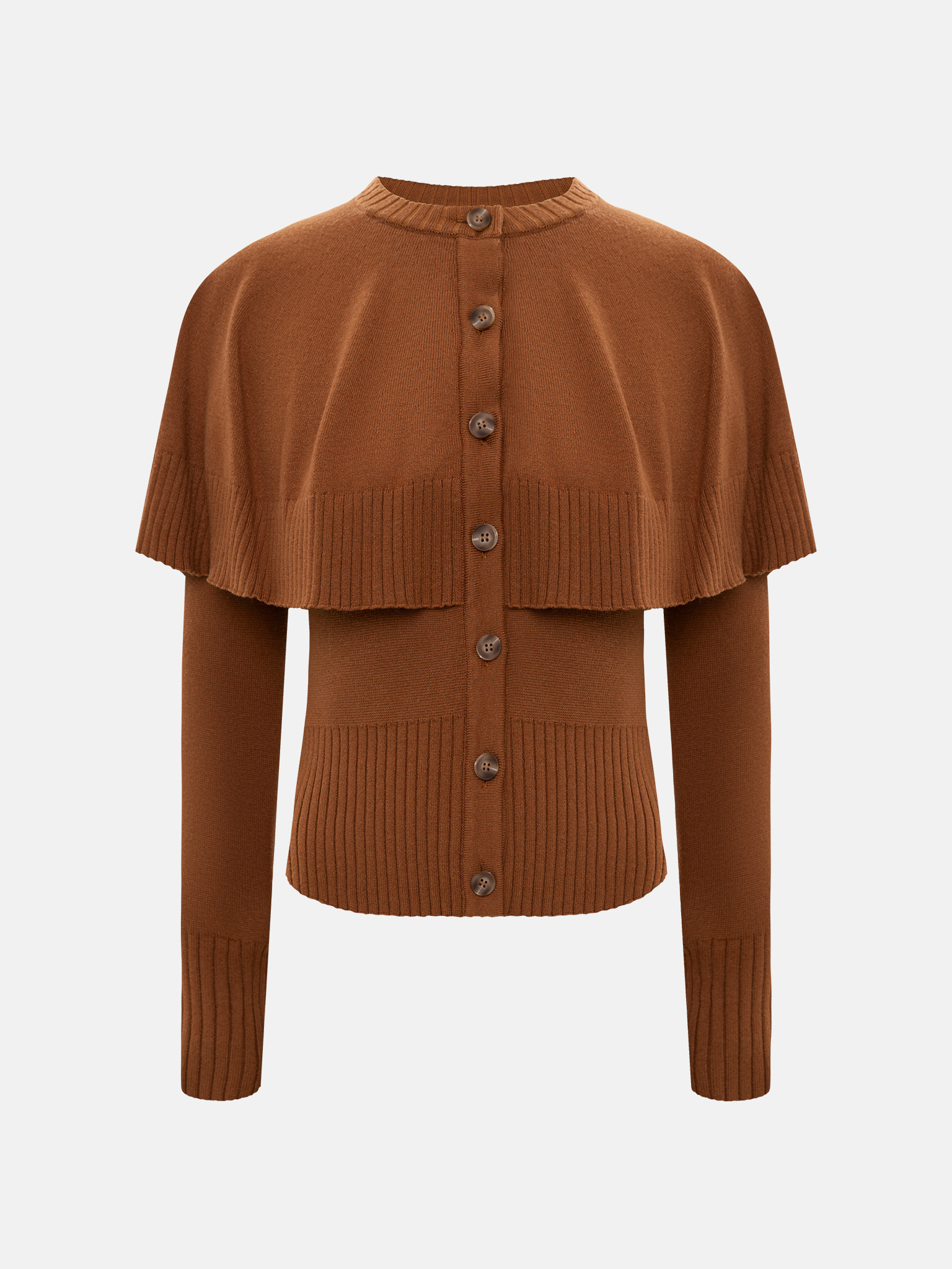 Glatte Strickjacke mit Cape