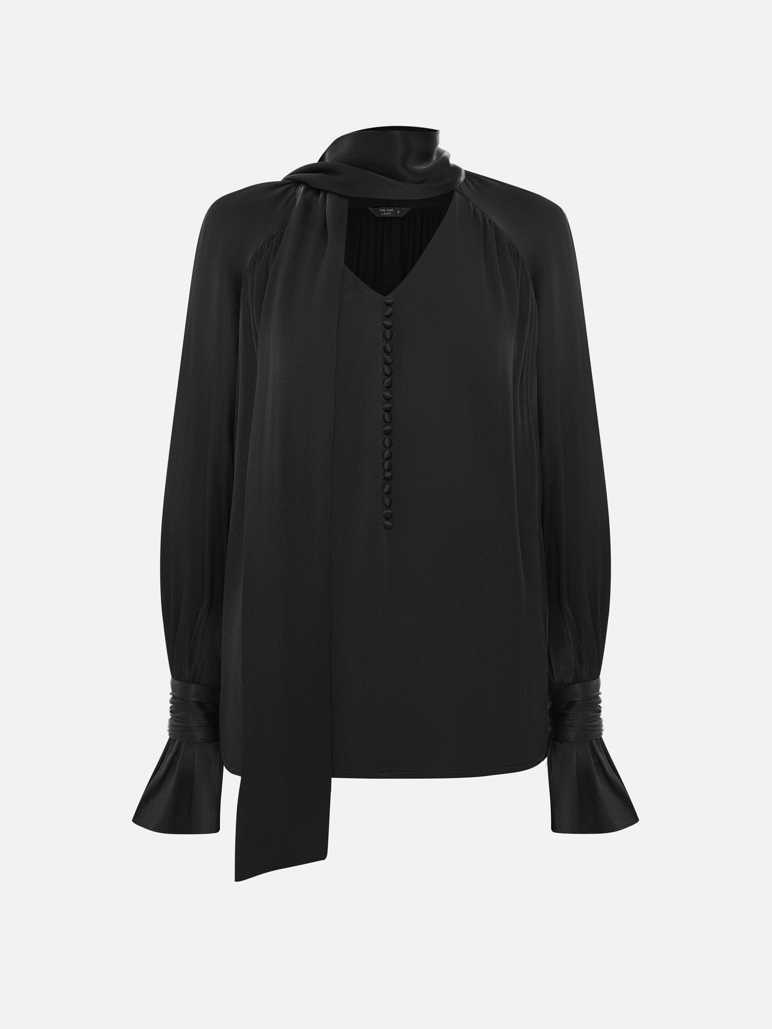 Viscose blouse with matching ribbon scarf