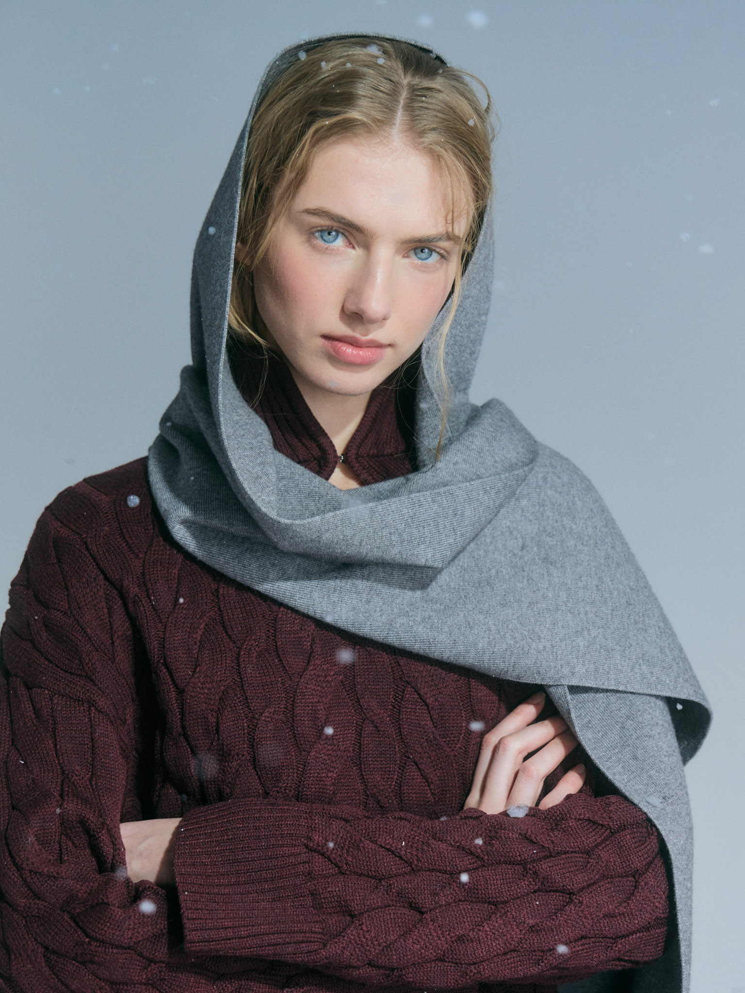 Длинный шарф в рубчик