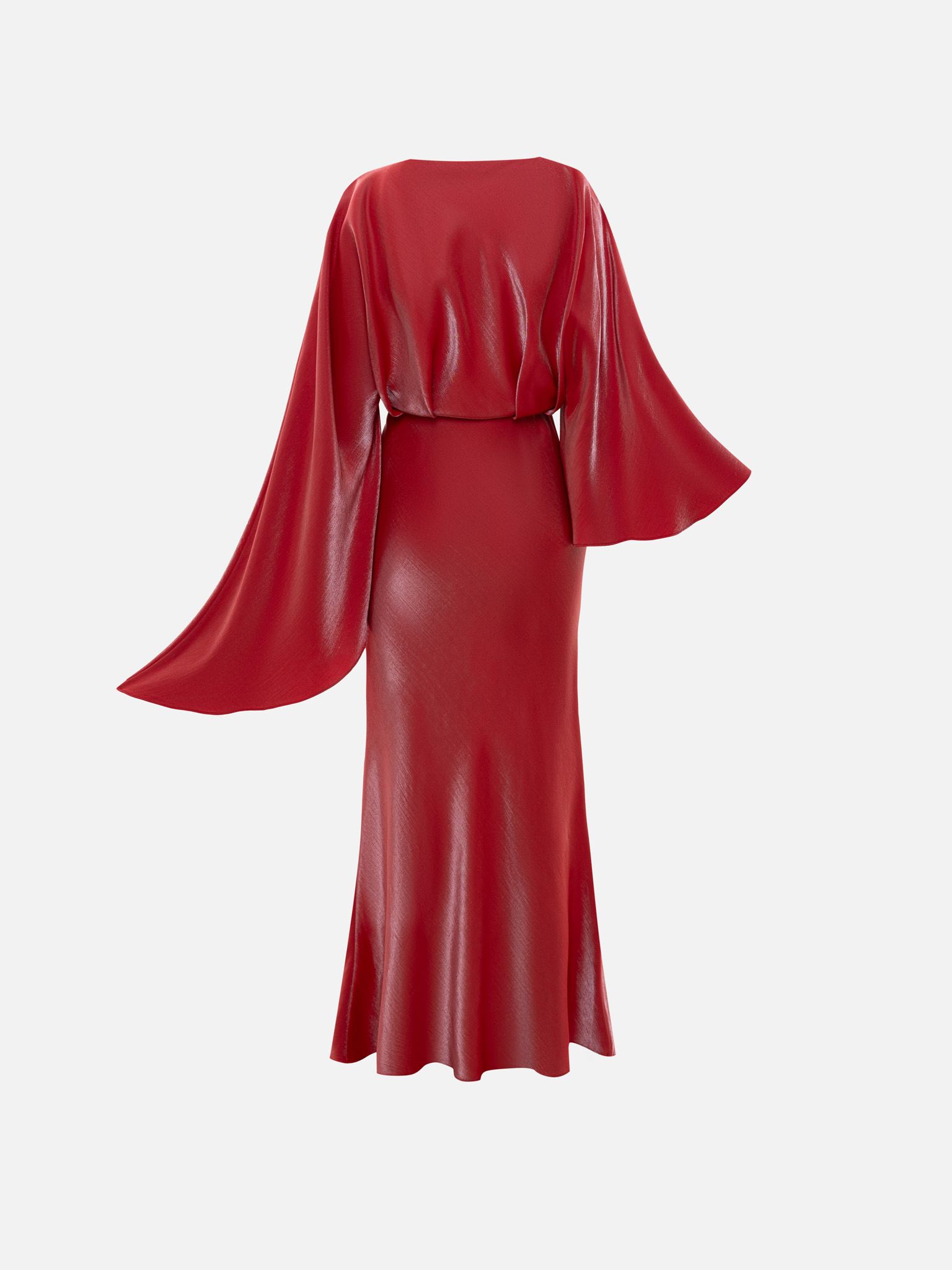 Maxikleid aus Satin mit Puffärmeln