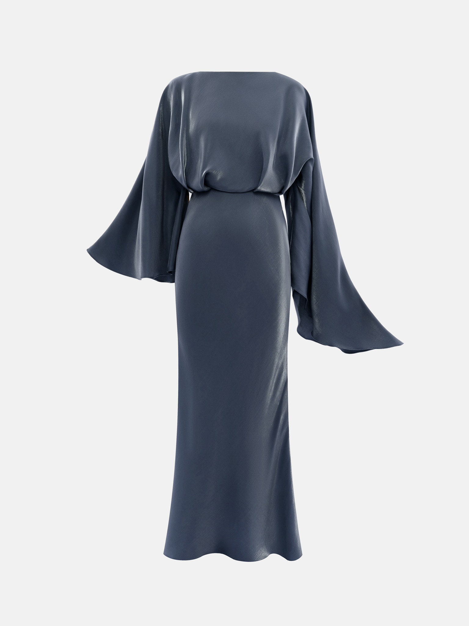 Maxikleid aus Satin mit Puffärmeln