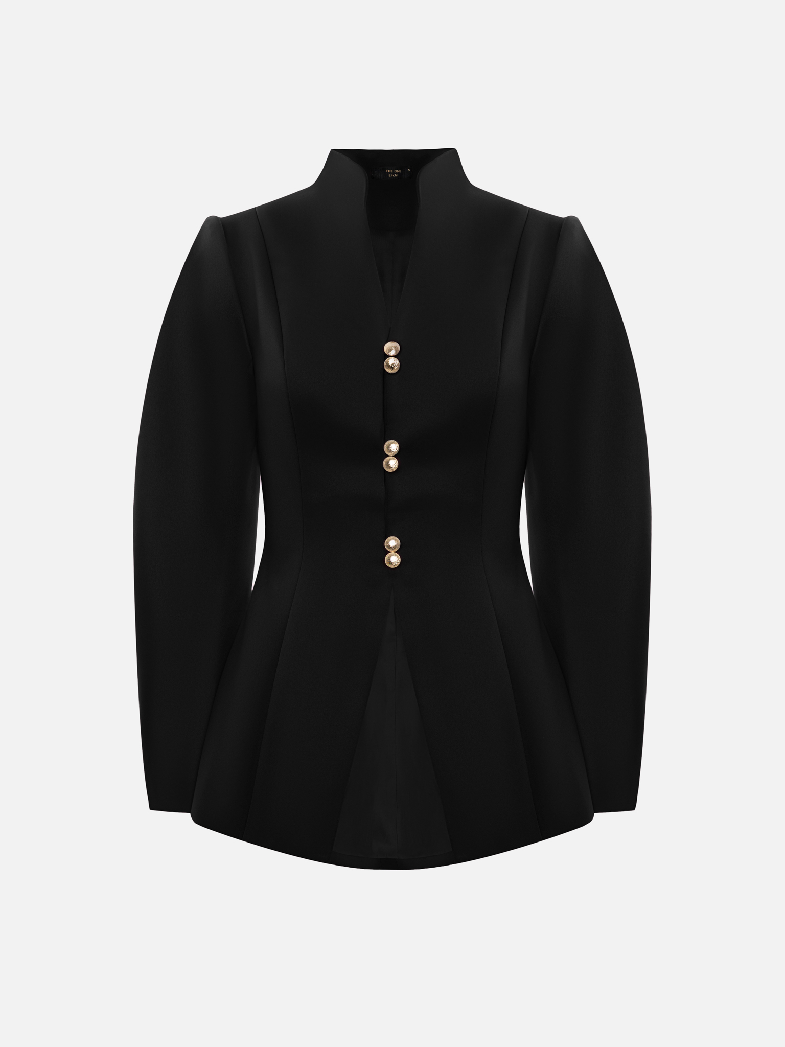 Fitted jacket with puff sleeves and gold buttons