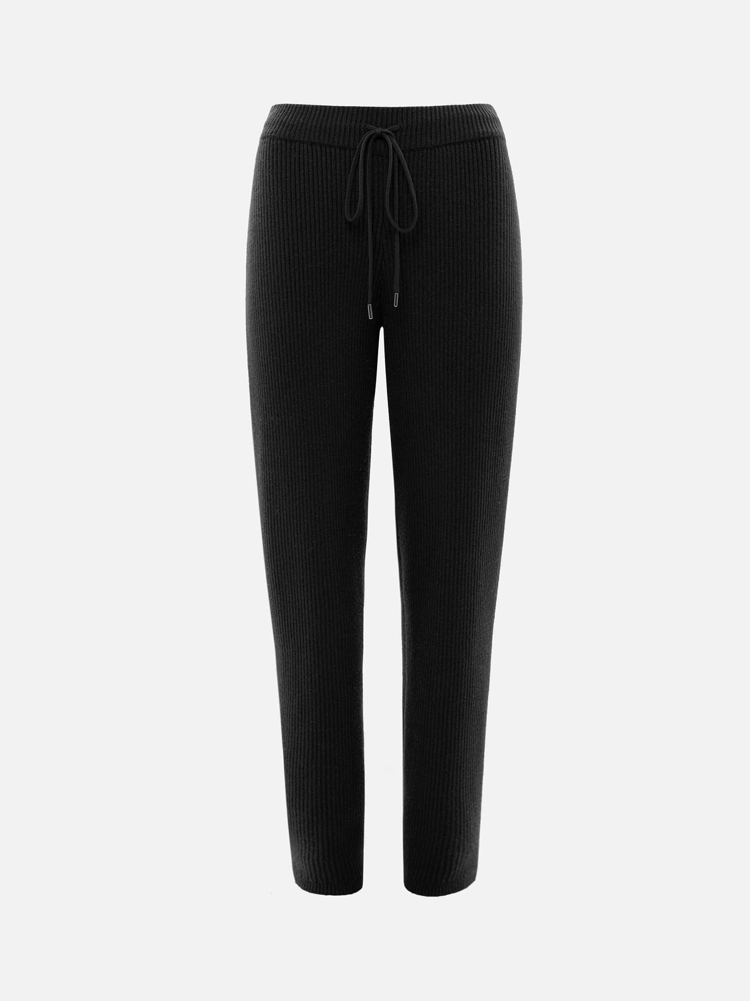 Straight-cut rib-knit trousers