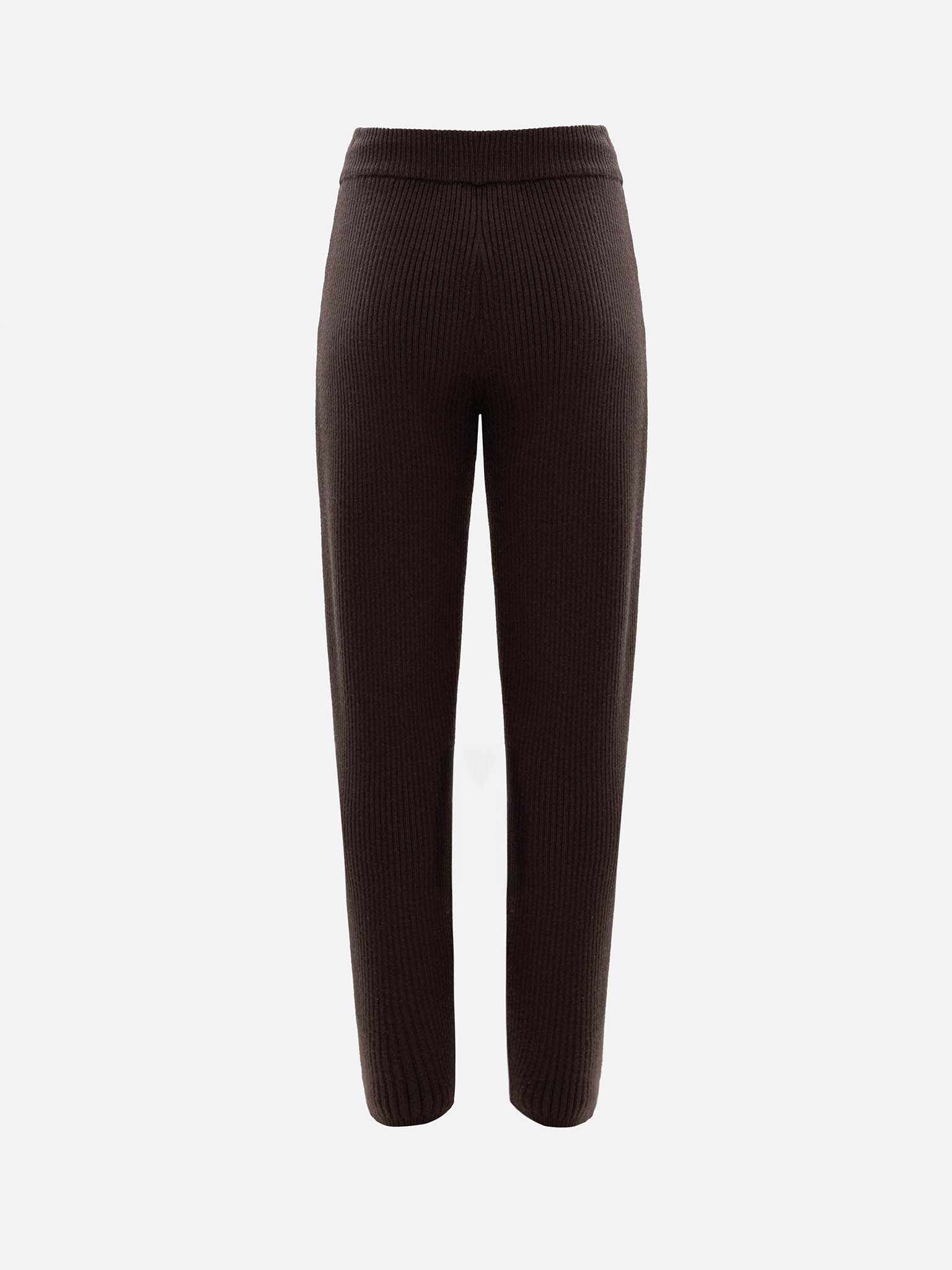 Straight-cut rib-knit trousers