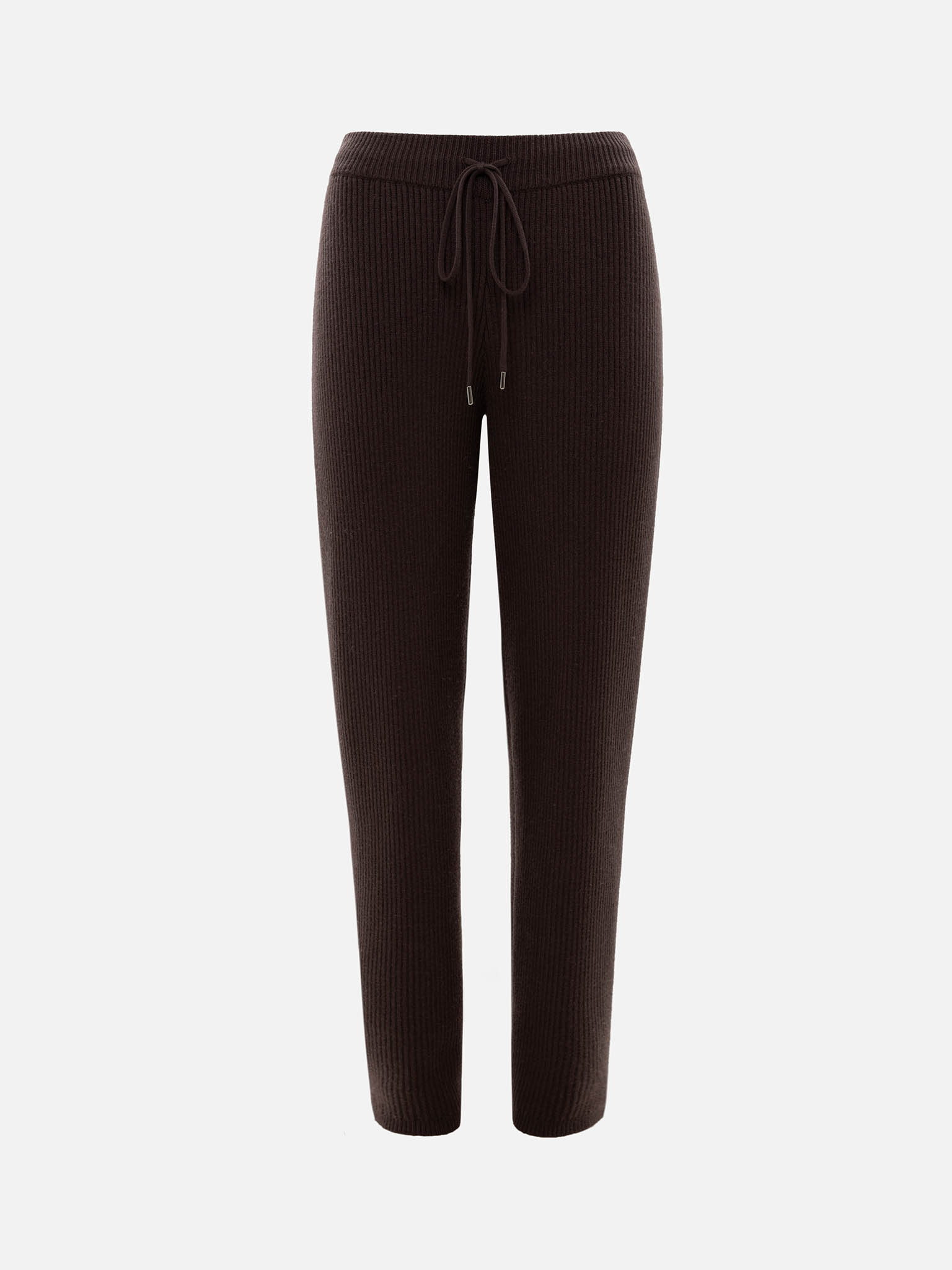Straight-cut rib-knit trousers