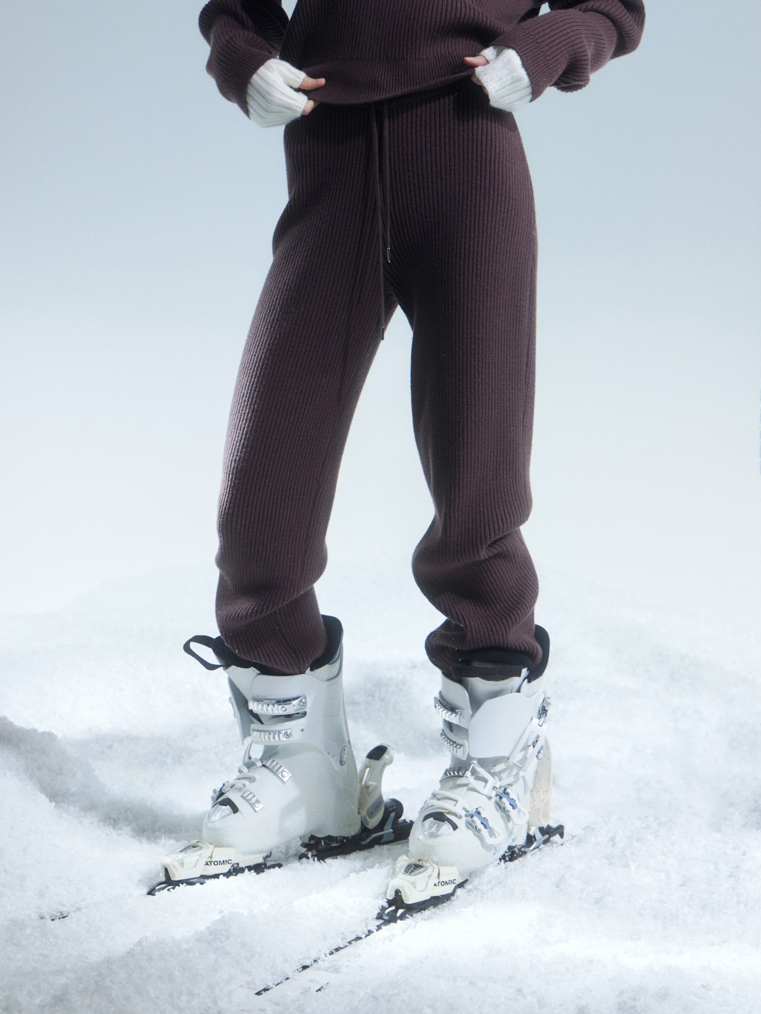 Straight-cut rib-knit trousers