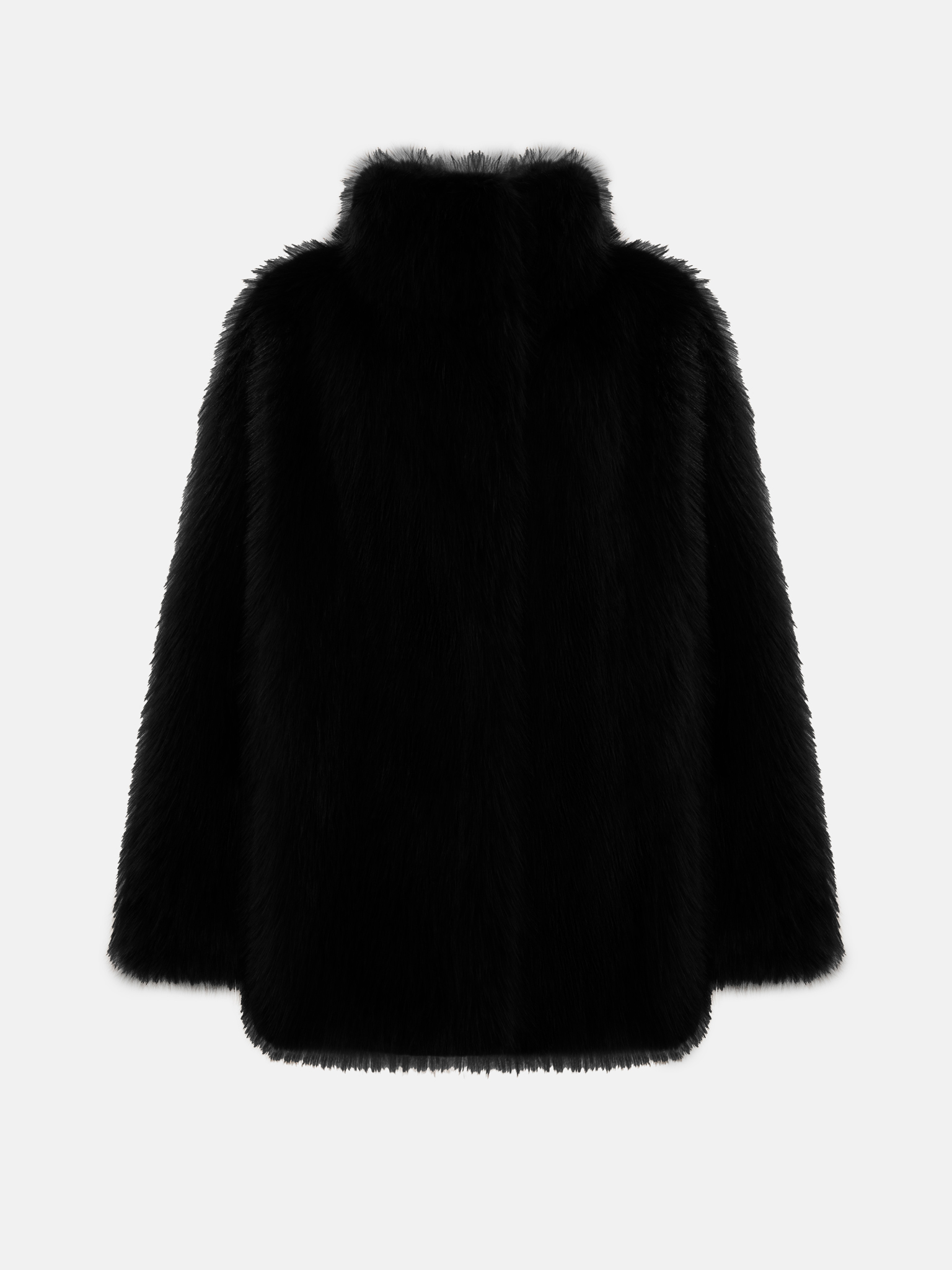Kurzer locker sitzender Eco-Pelzmantel mit Stehkragen