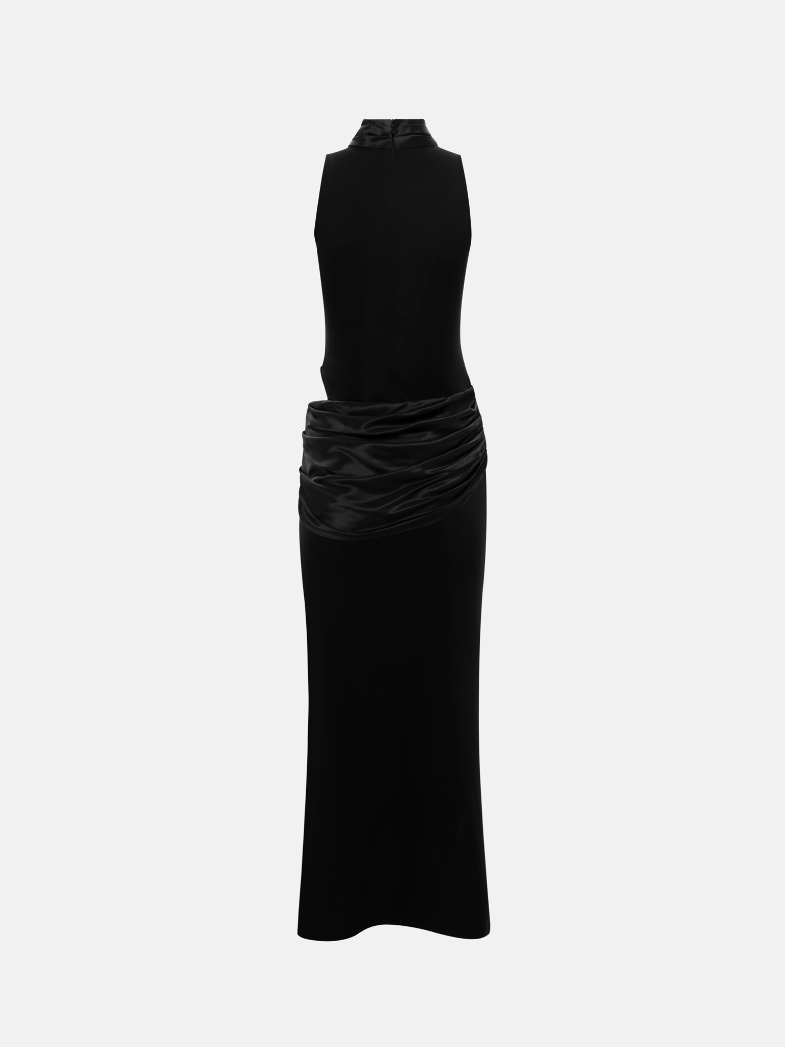 Maxi dress with satin skirt and side slit
