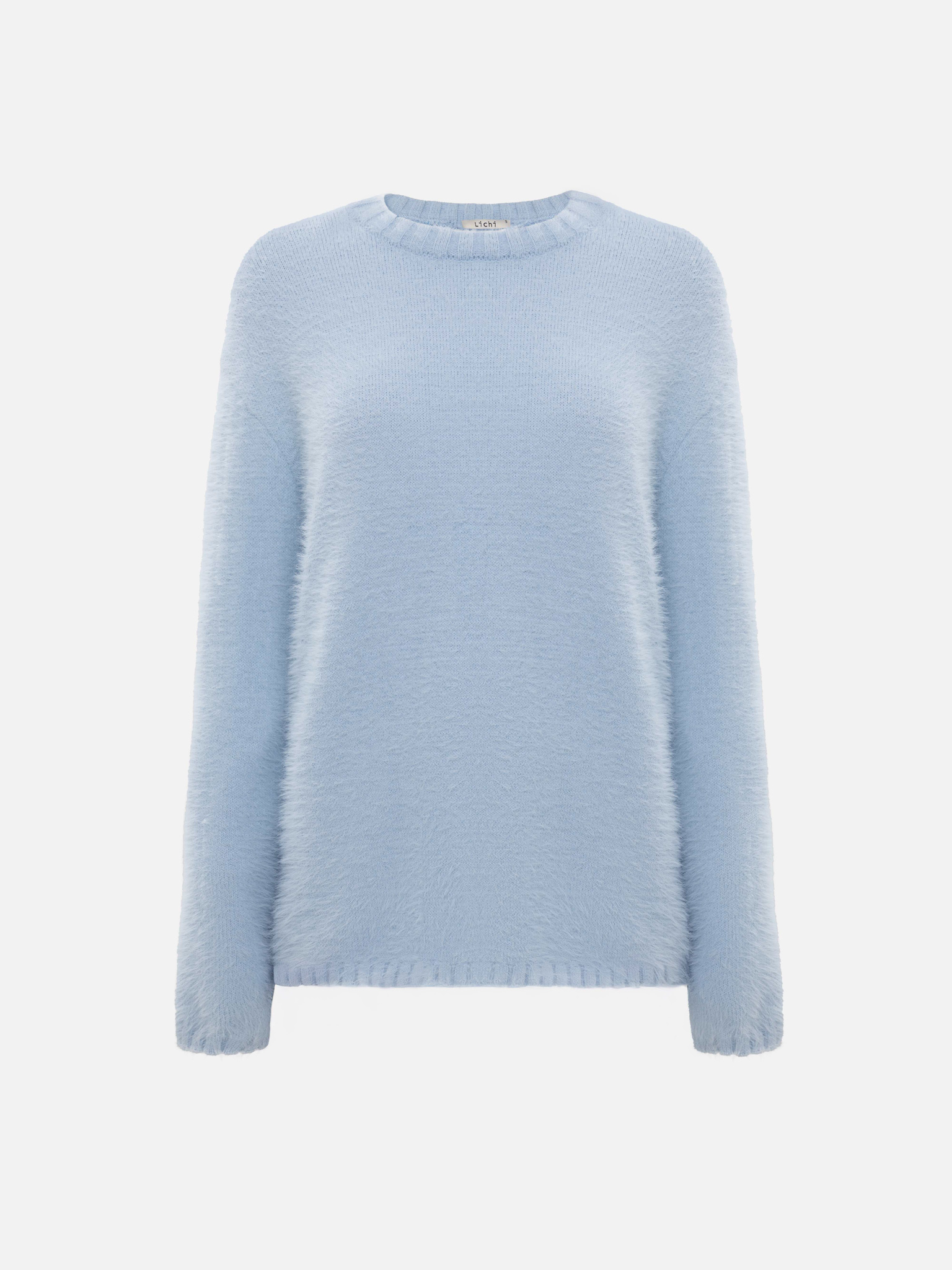 Свитер из пушистого трикотажа с деталями в рубчик