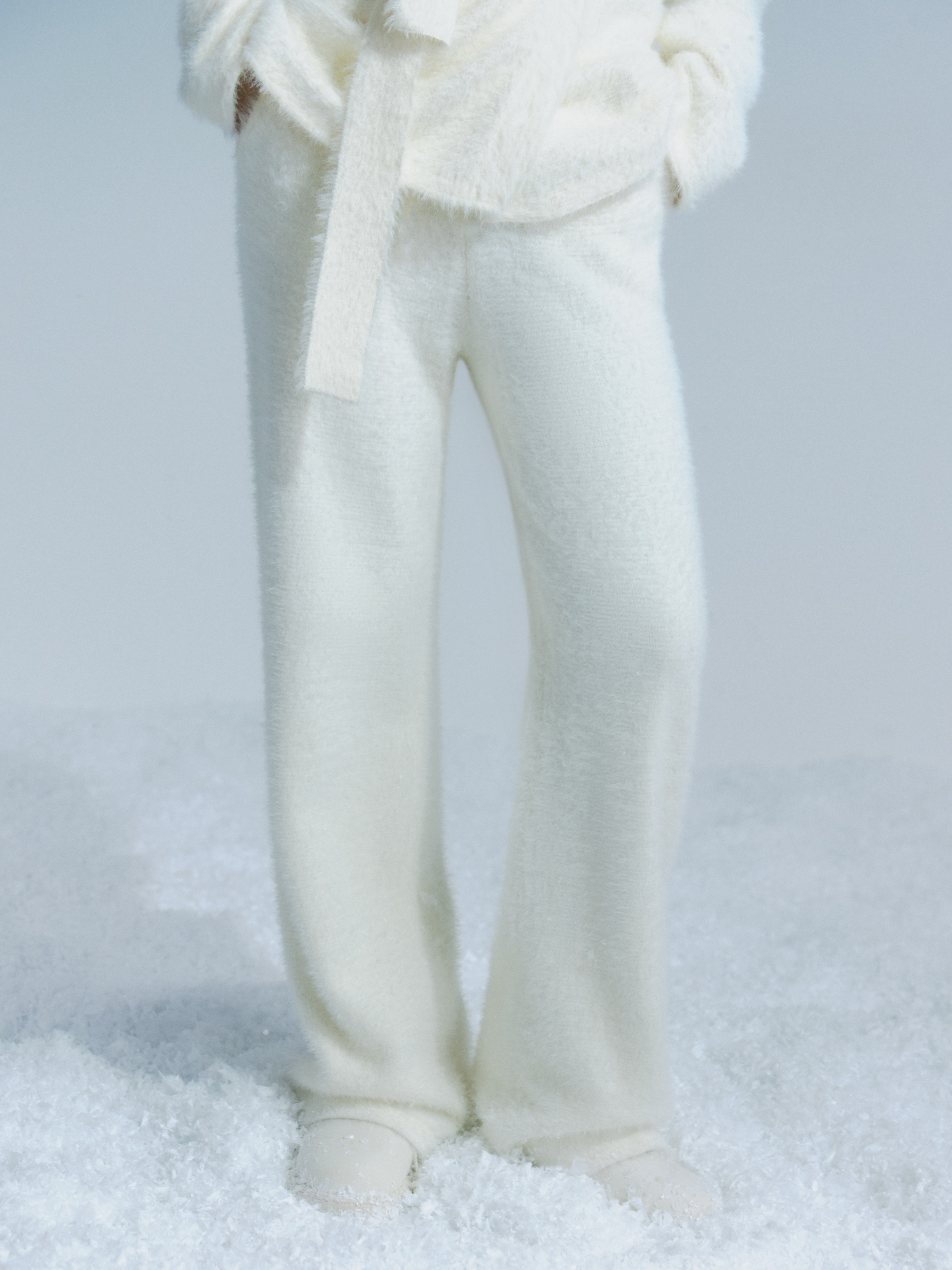 Straight-leg fluffy jersey trousers