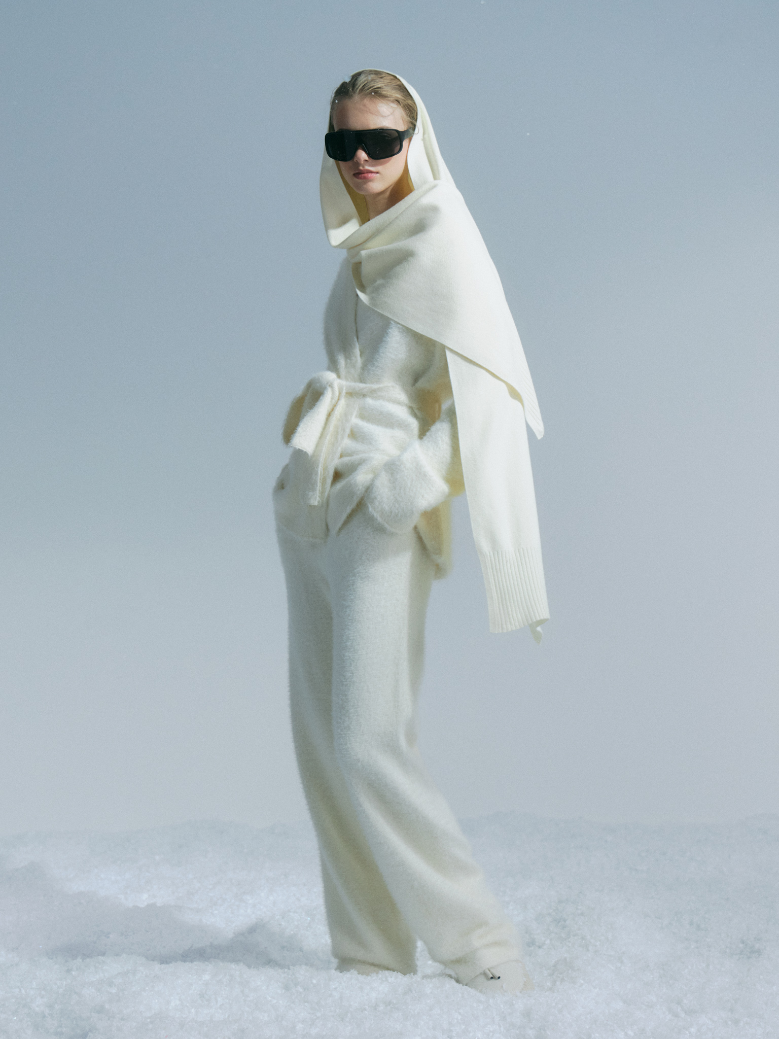 Straight-leg fluffy jersey trousers