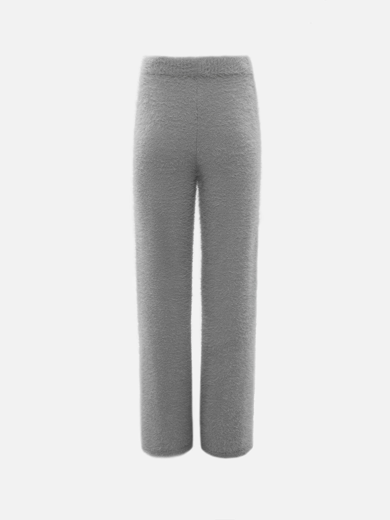 Straight-leg fluffy jersey trousers