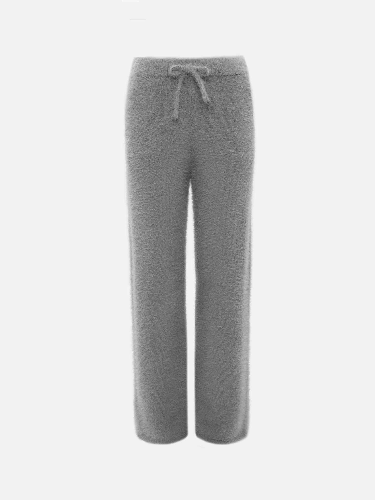 Straight-leg fluffy jersey trousers
