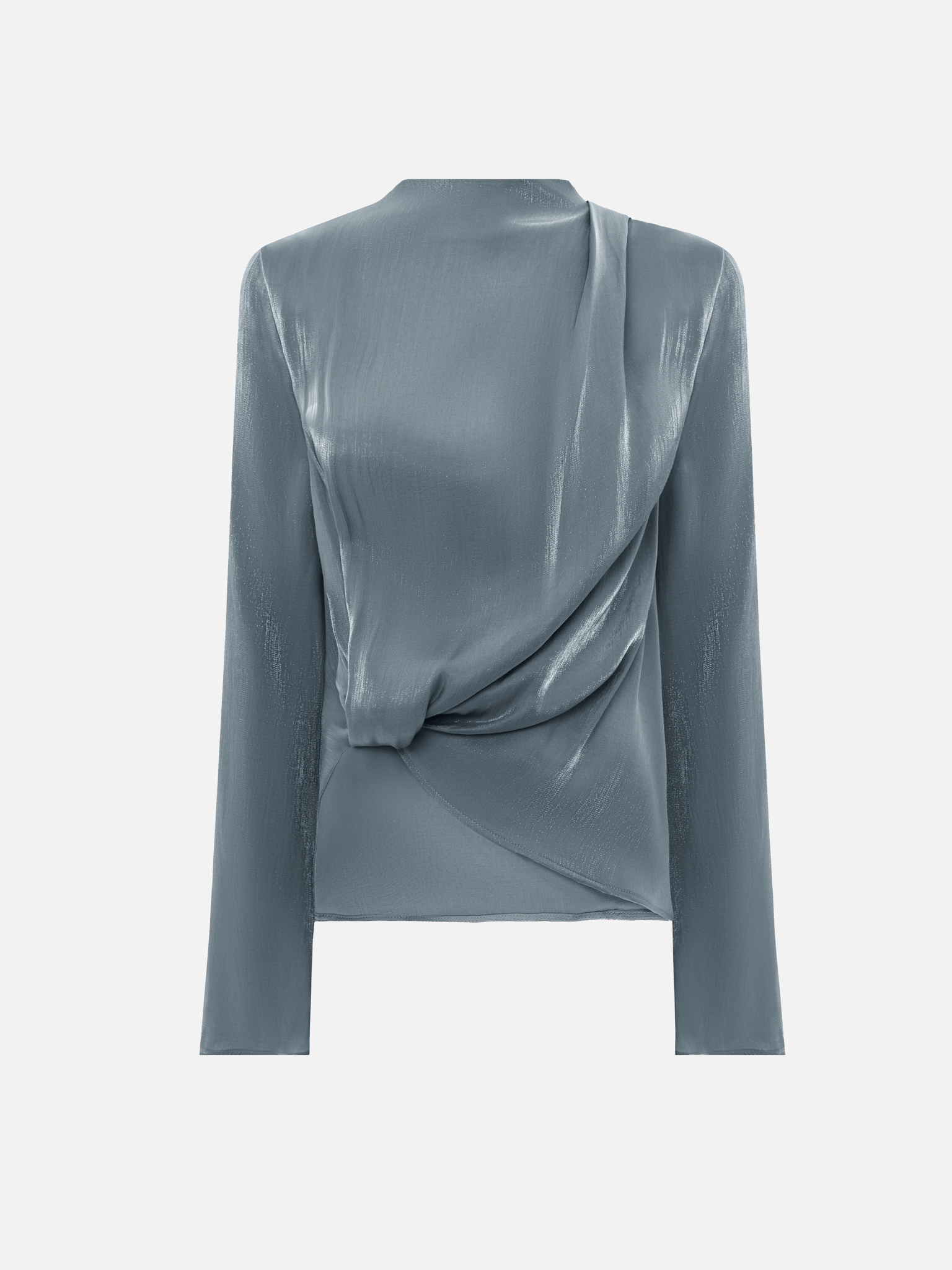 Asymmetrical blouse in shiny fabric