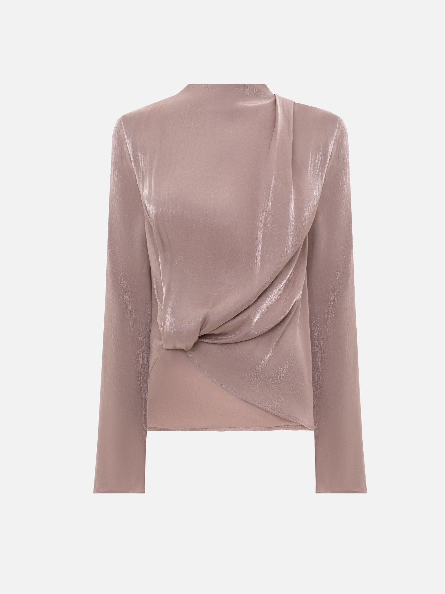 Asymmetrical blouse in shiny fabric