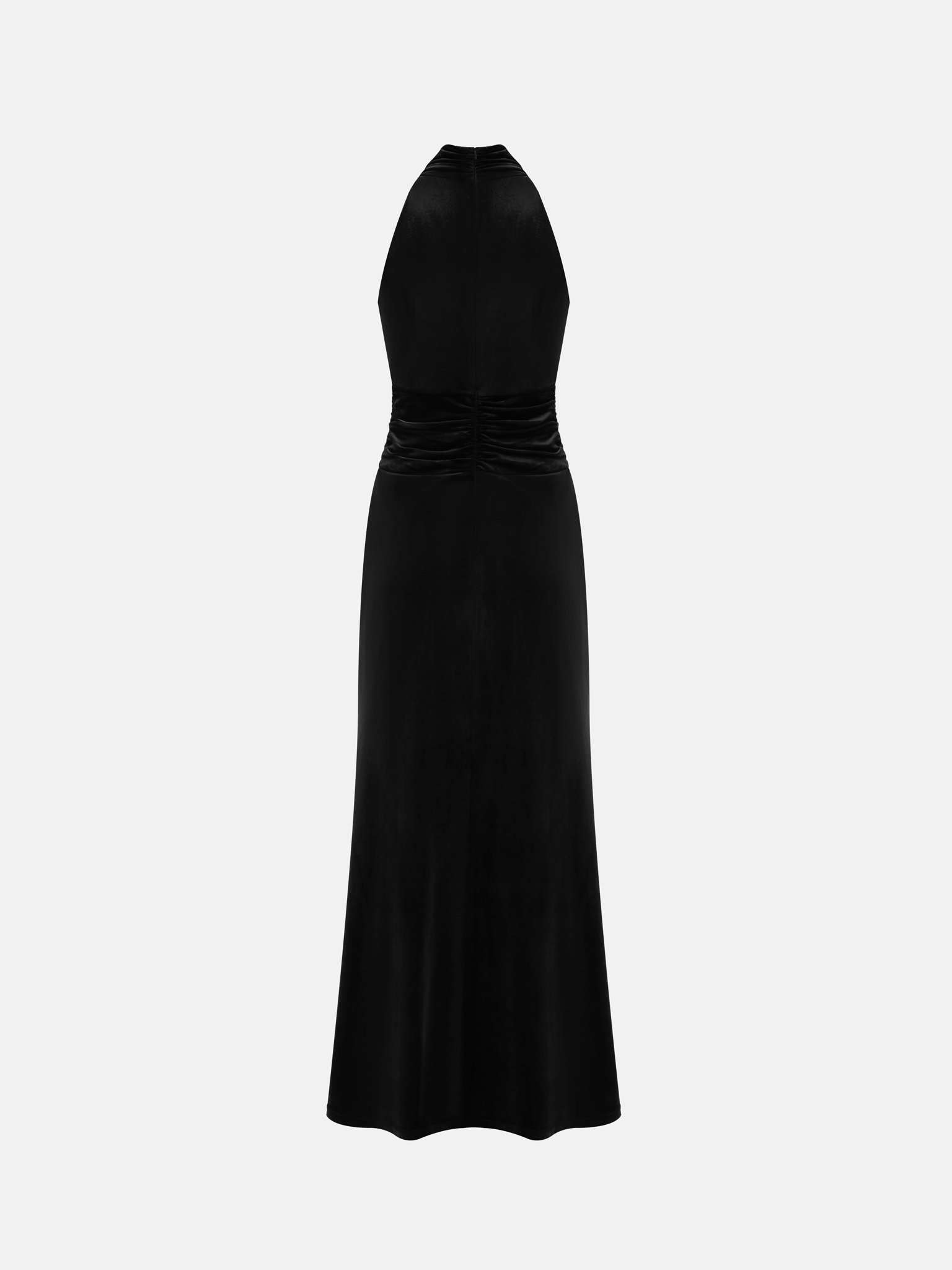Velvet maxi dress with large crystal decor