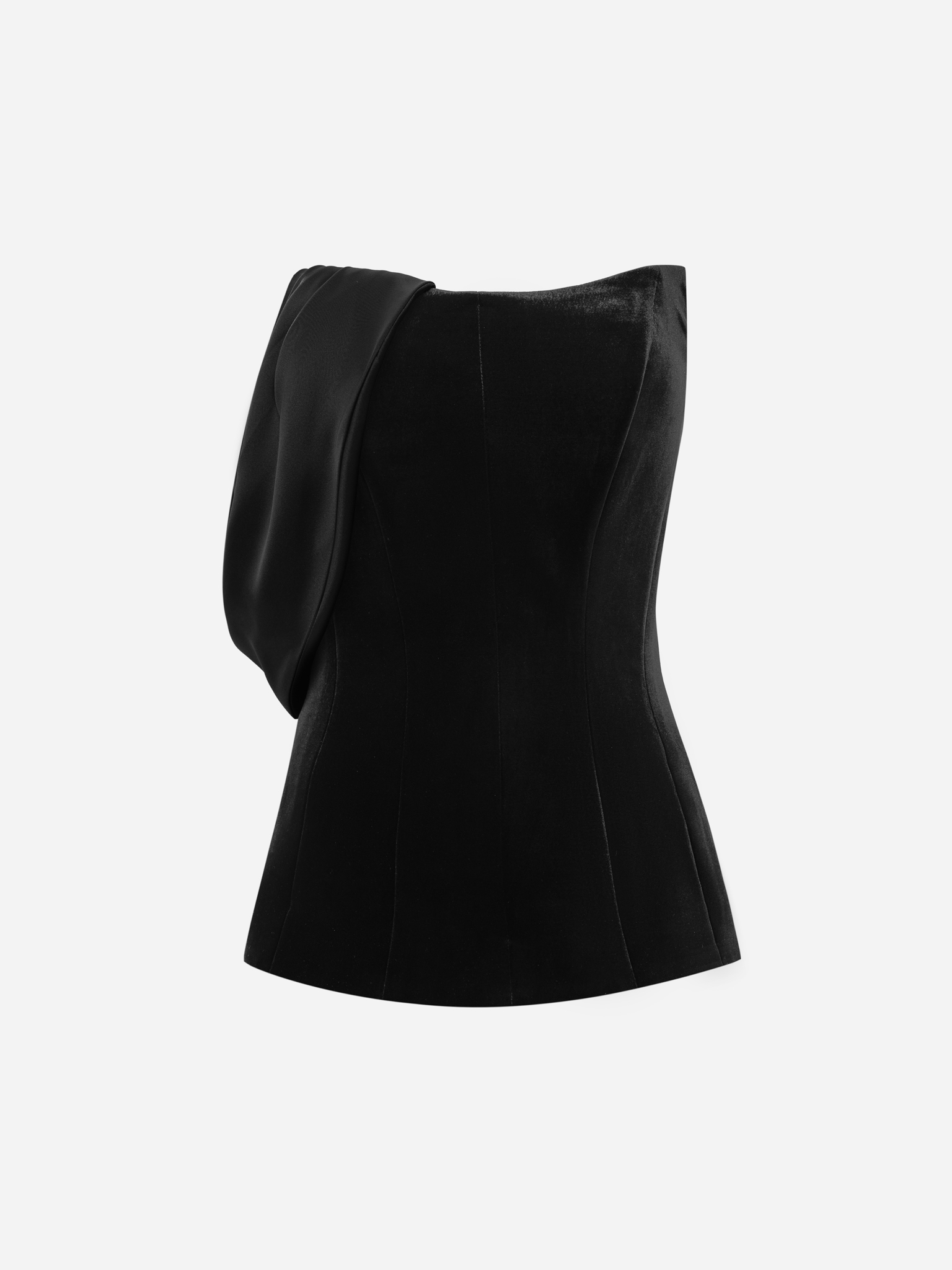 Бархатный корсет с драпировкой из сатина