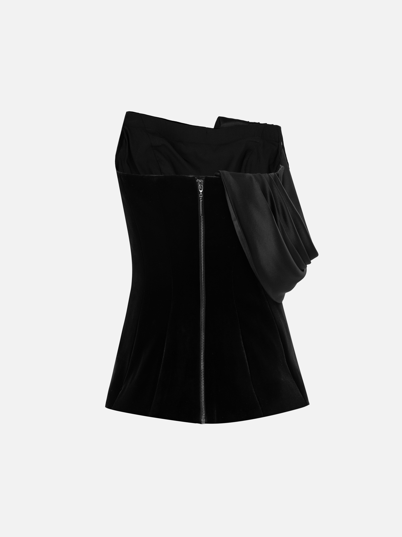 Бархатный корсет с драпировкой из сатина