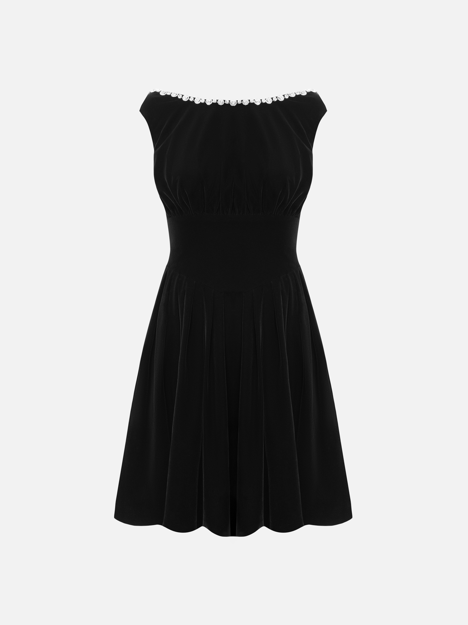 Velvet mini dress with collar embellishment 