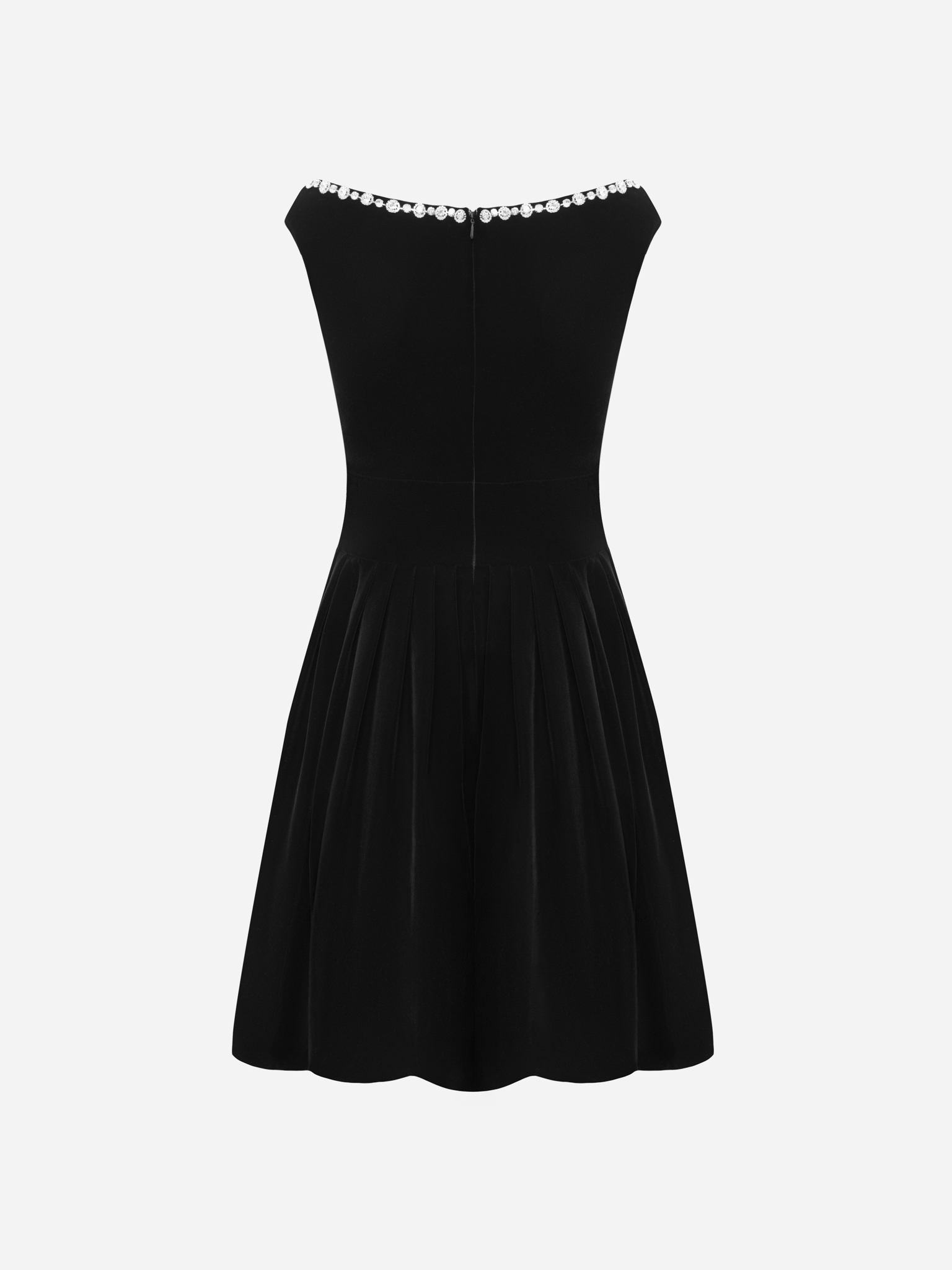 Velvet mini dress with collar embellishment 