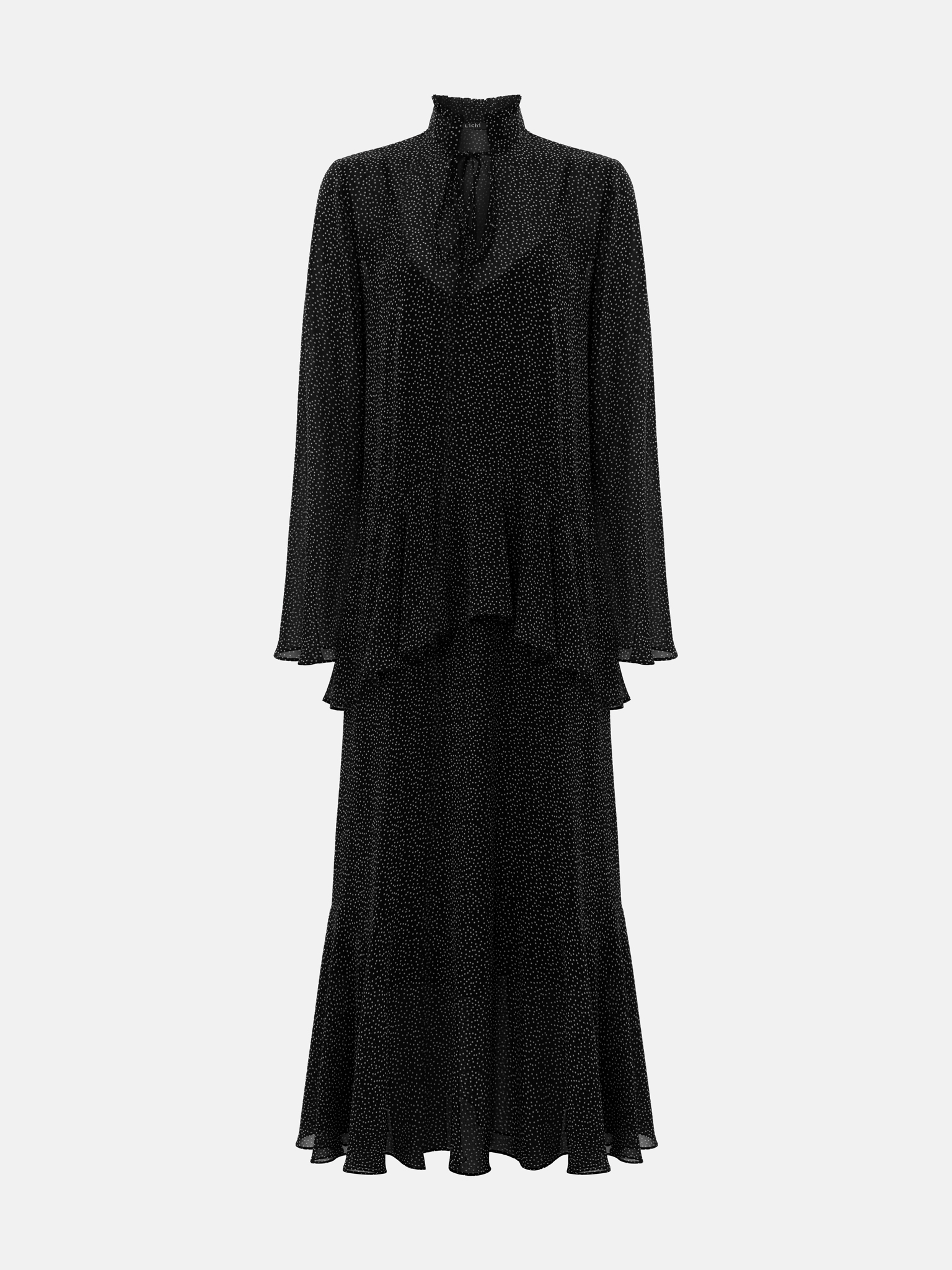 Lightweight maxi dress with collar ties