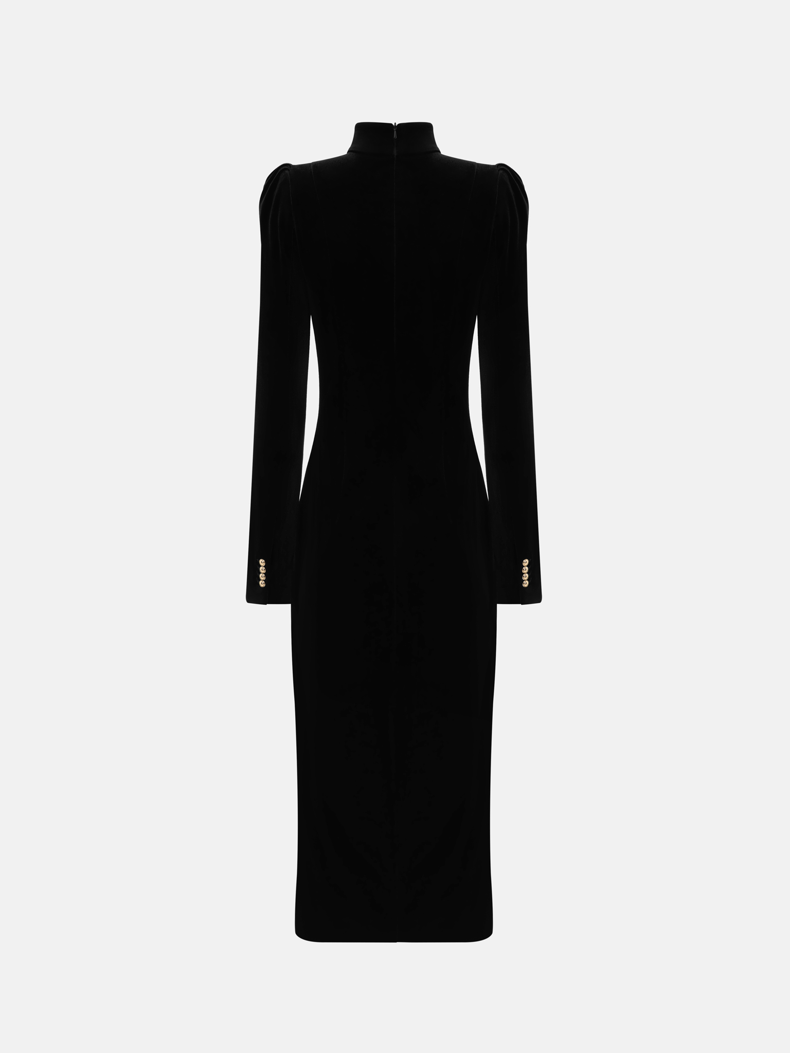 Velvet midi dress with asymmetrical fastening