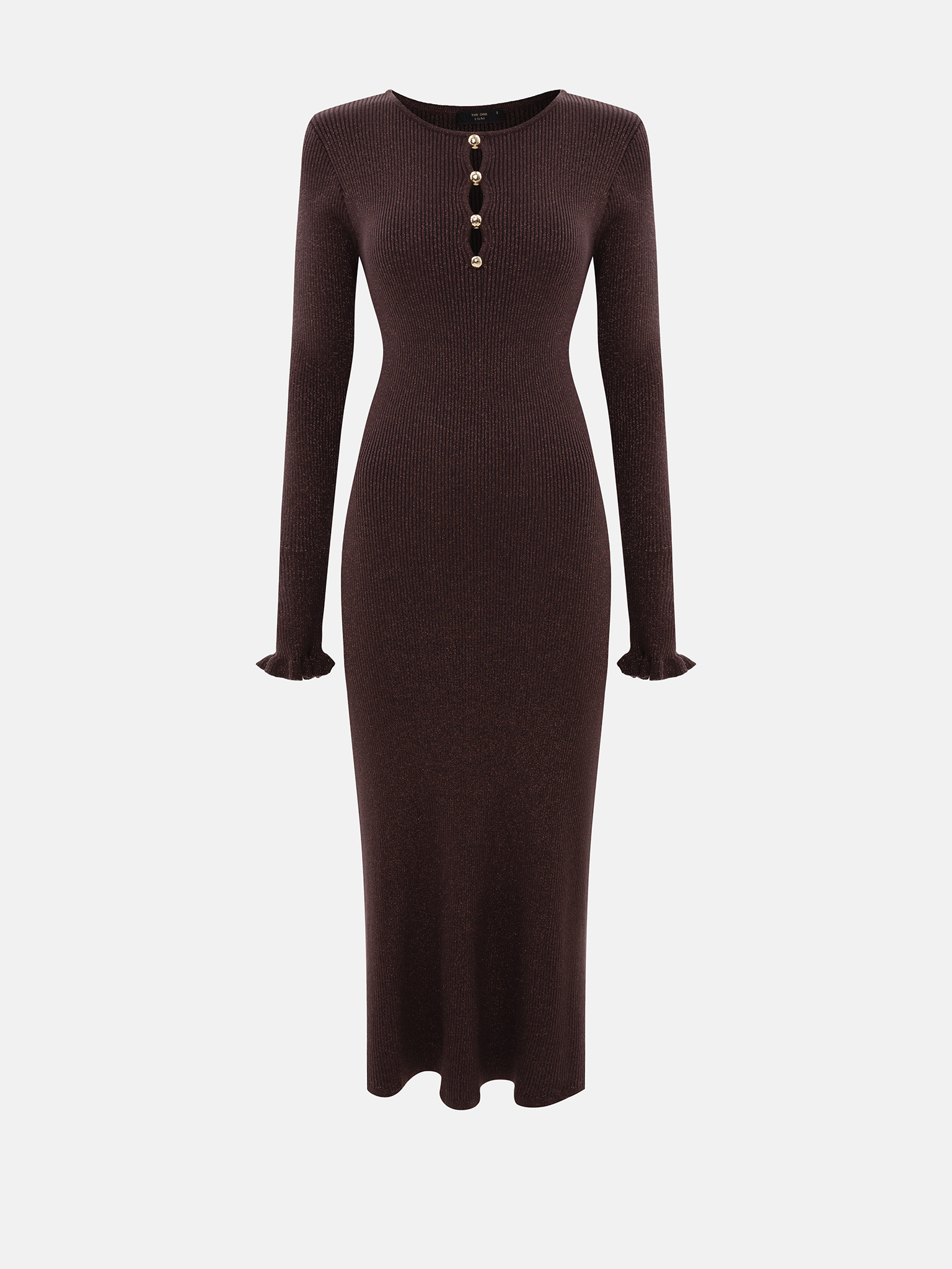 Трикотажное платье миди из вискозы с металлизированным блеском