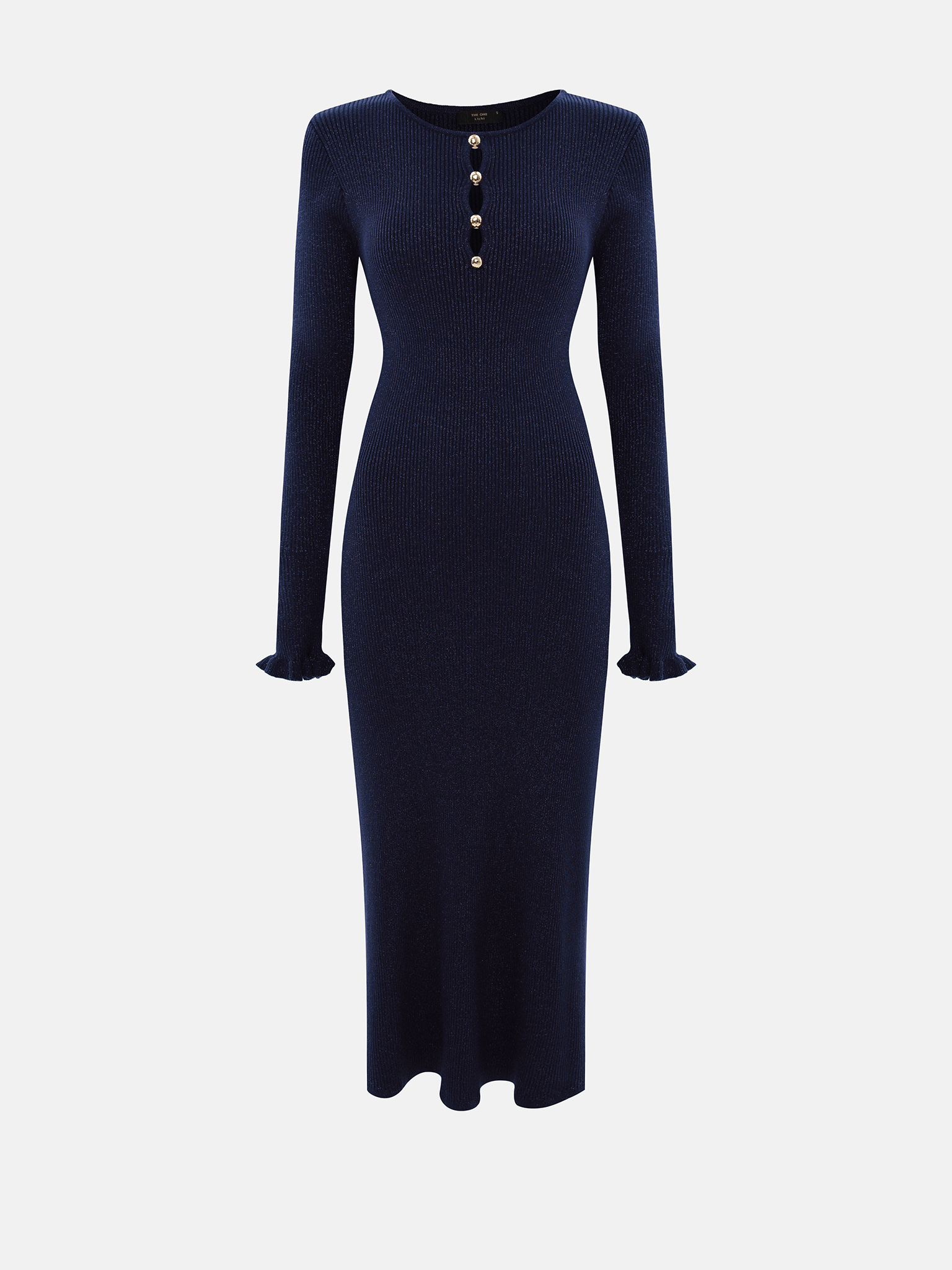 Трикотажное платье миди из вискозы с металлизированным блеском