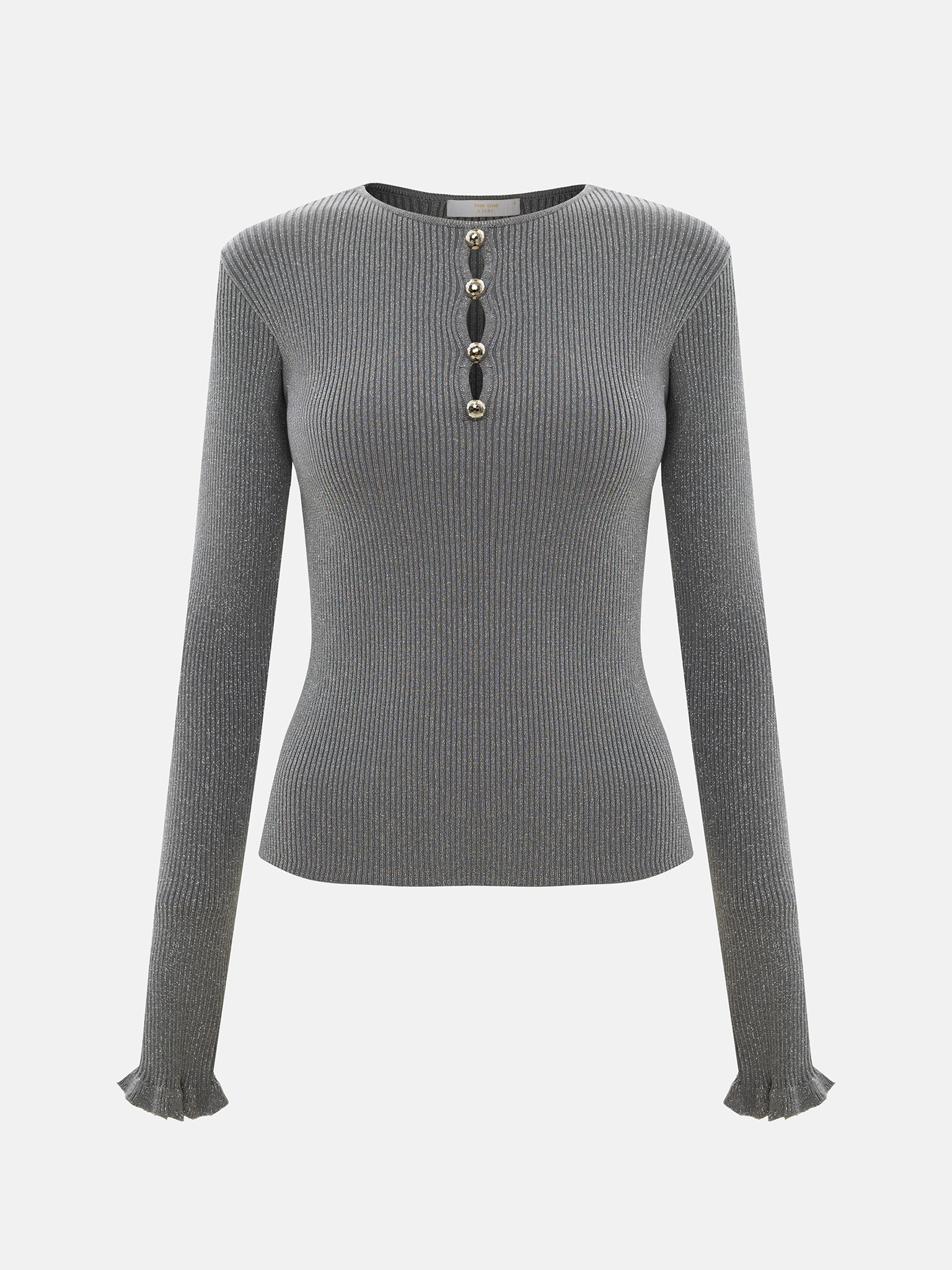 سترة من خيوط معدنية مزخرفة باللون الفضي