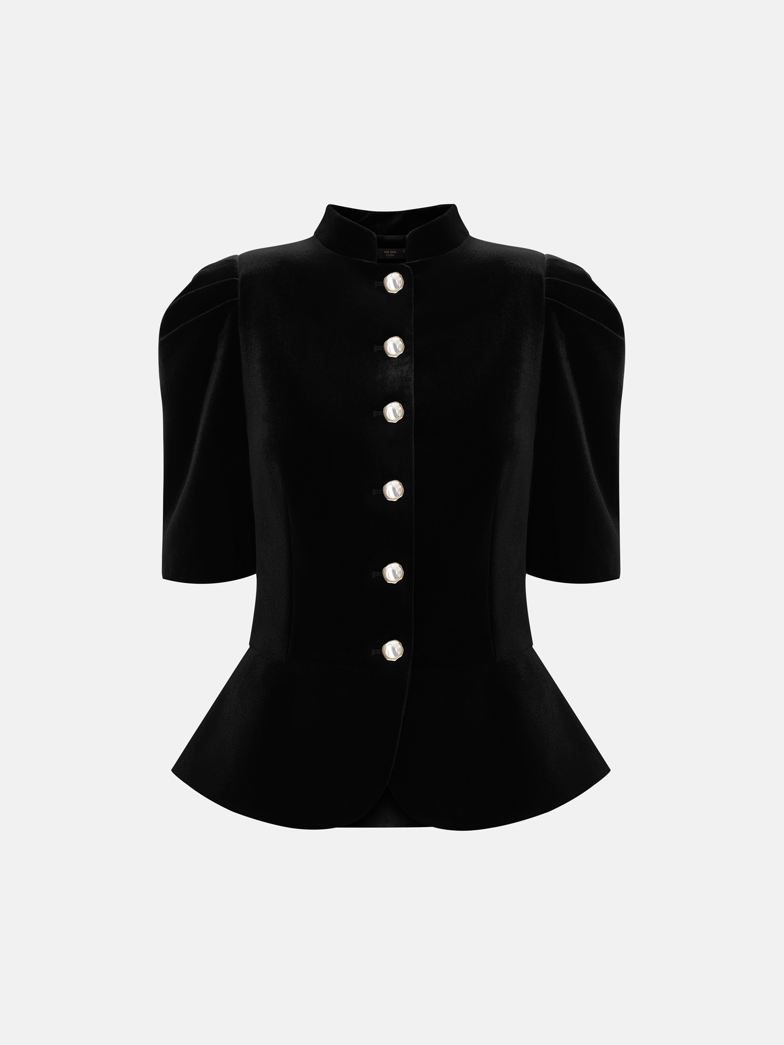 Velvet single-breasted jacket with short sleeves