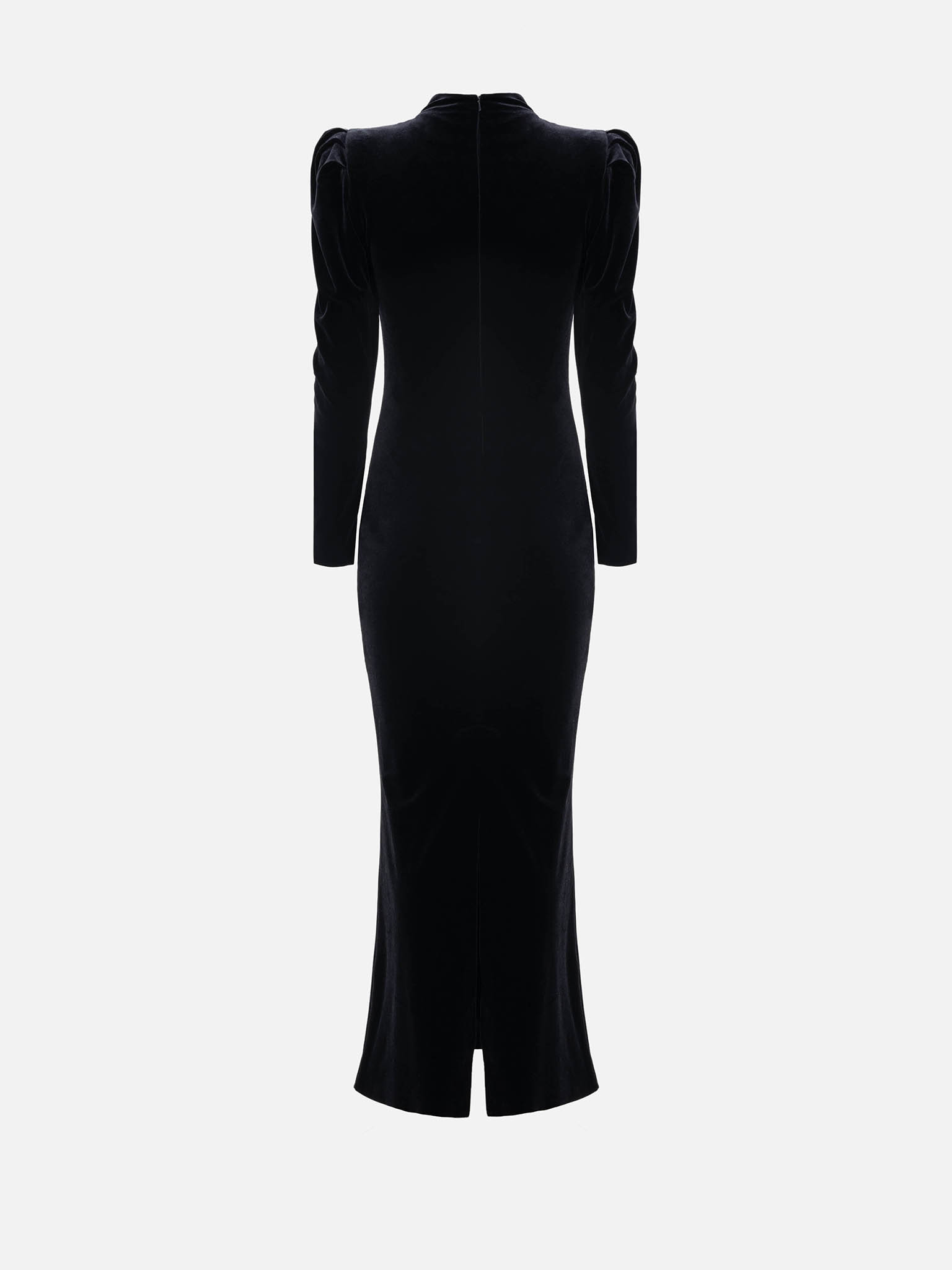 Velvet maxi dress with lace on the bodice