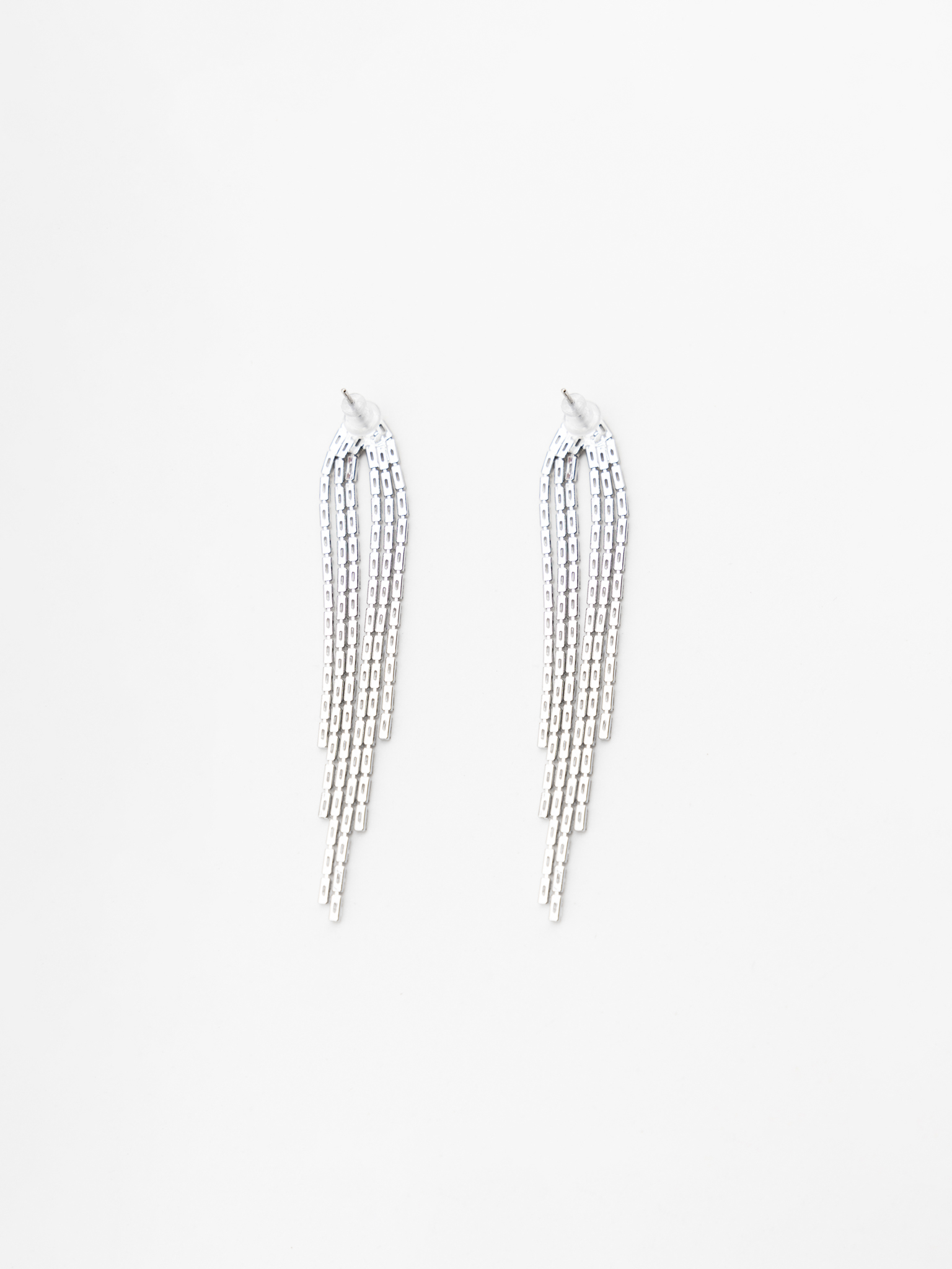Stud earrings in the form of rhinestone lines
