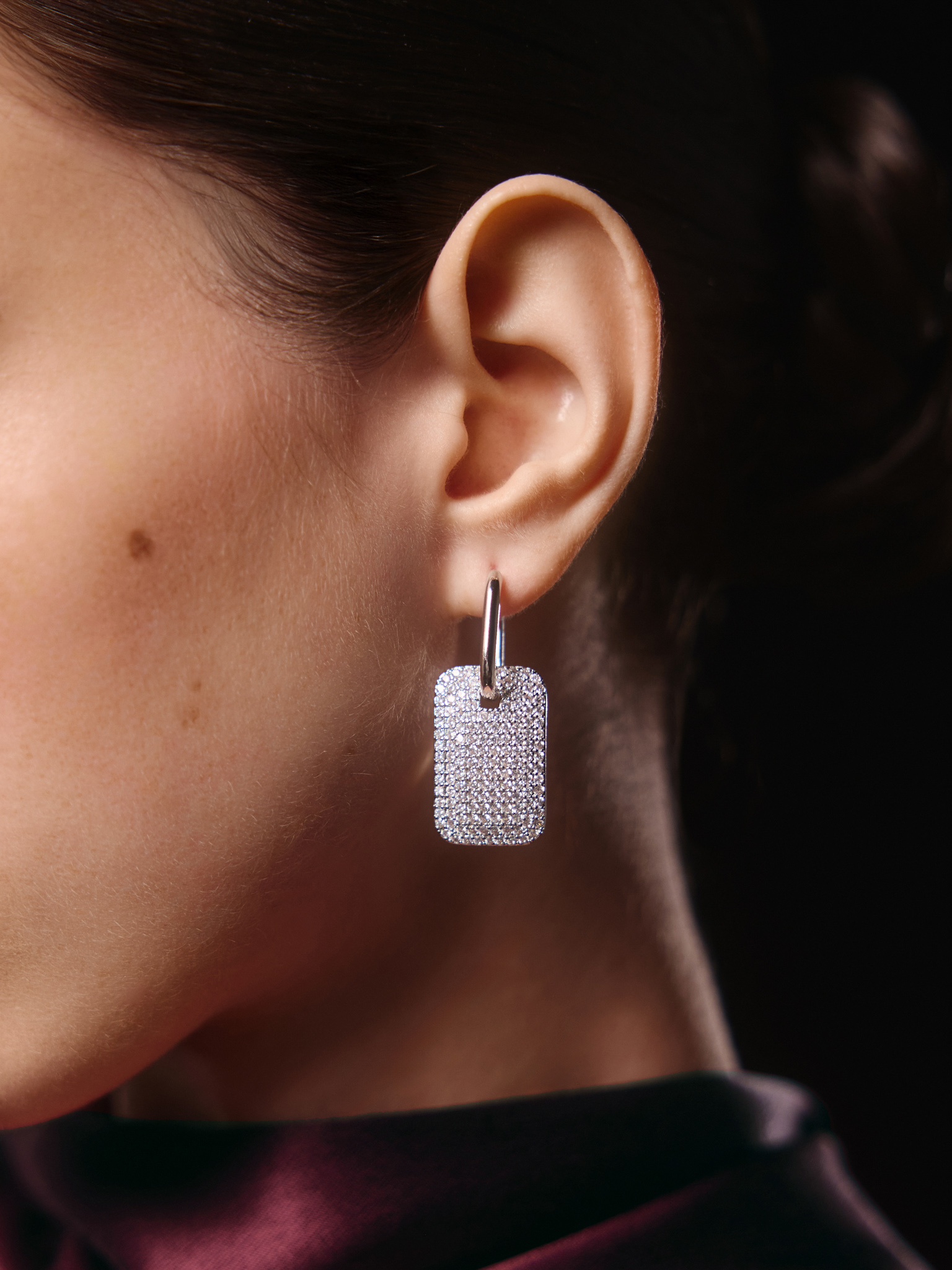 Silvertone earrings with chunky pendants