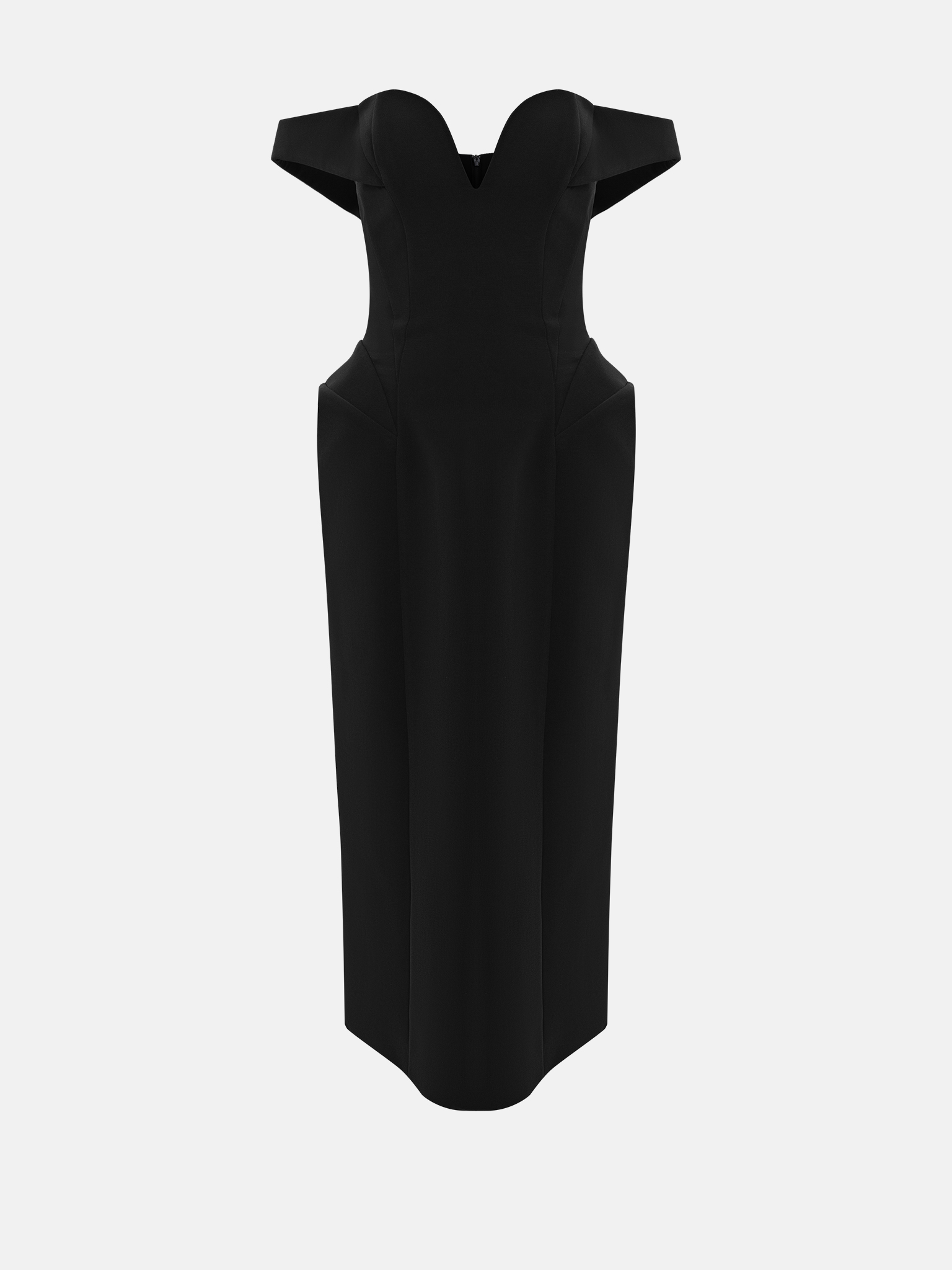 فستان ميدي أنيق بأكتاف مفتوحة وتنورة واسعة