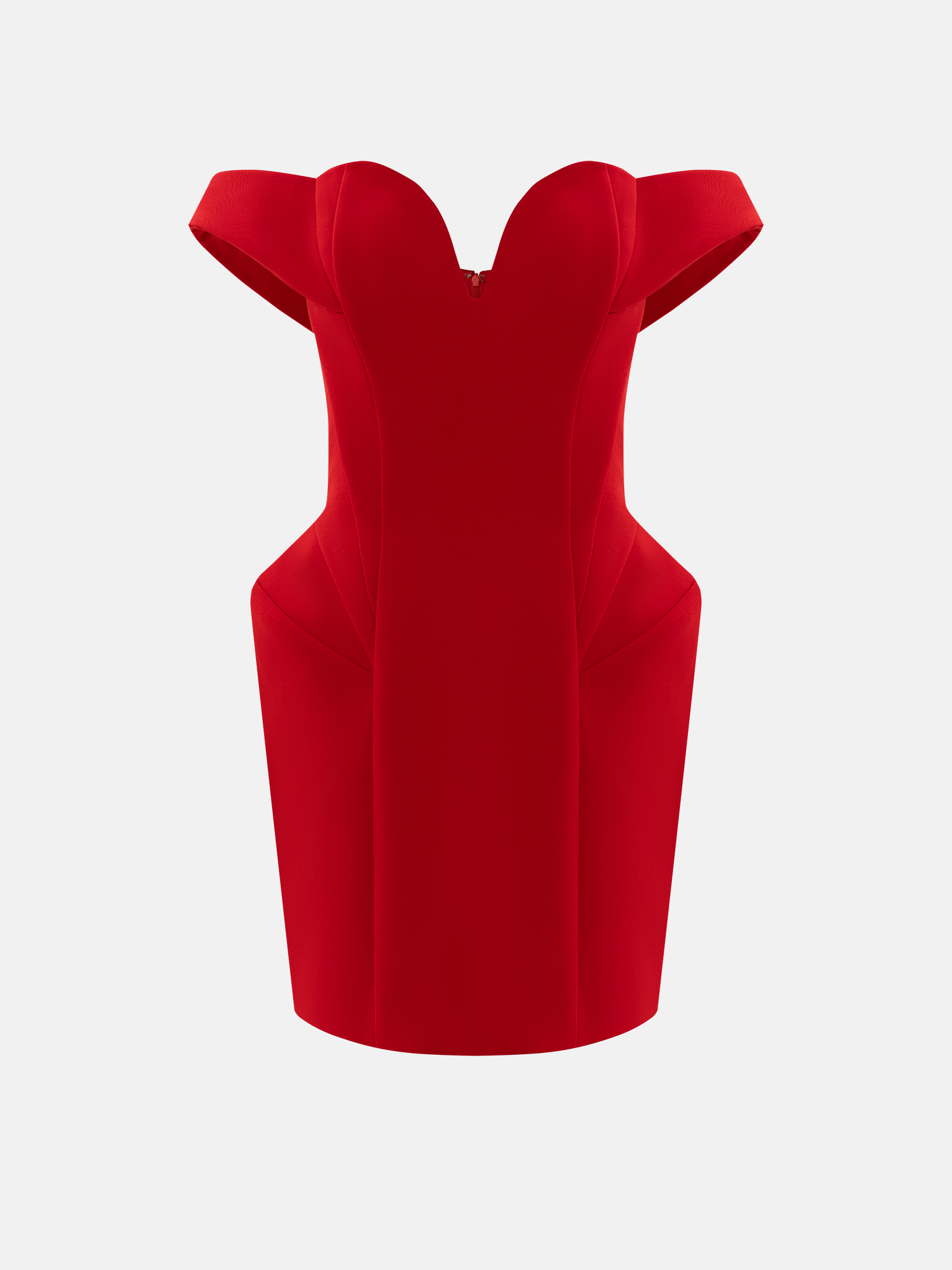 فستان قصير أنيق بأكتاف مفتوحة وتنورة واسعة