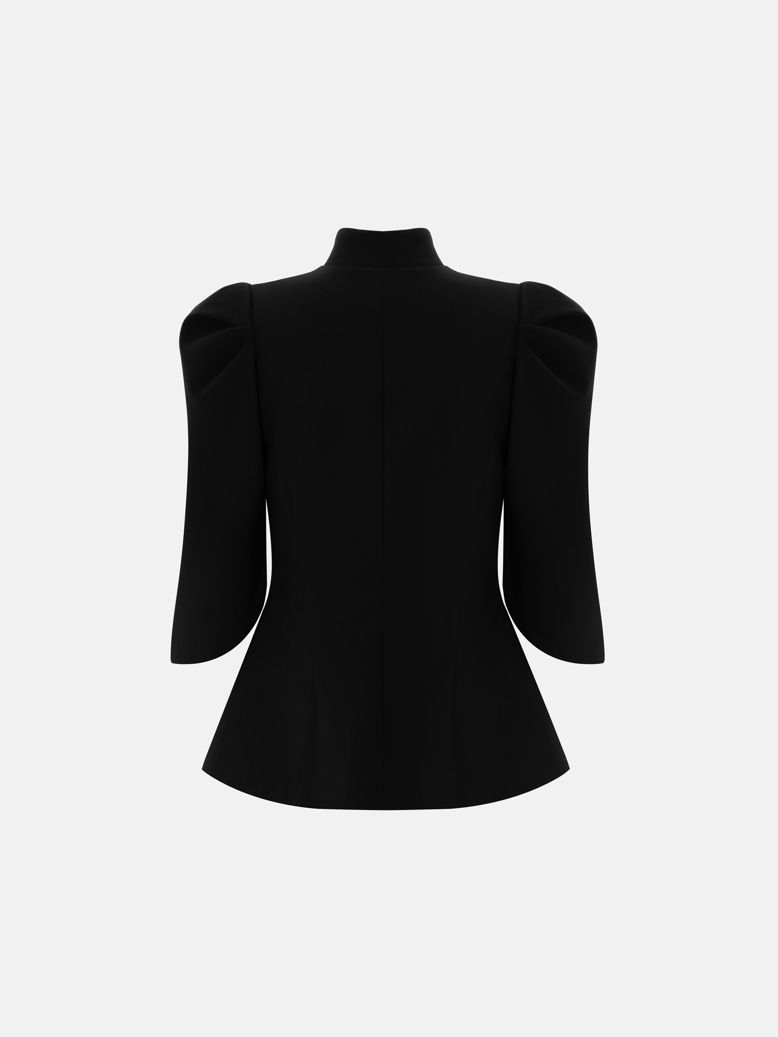 Fitted jacket with teardrop neckline and covered buttons