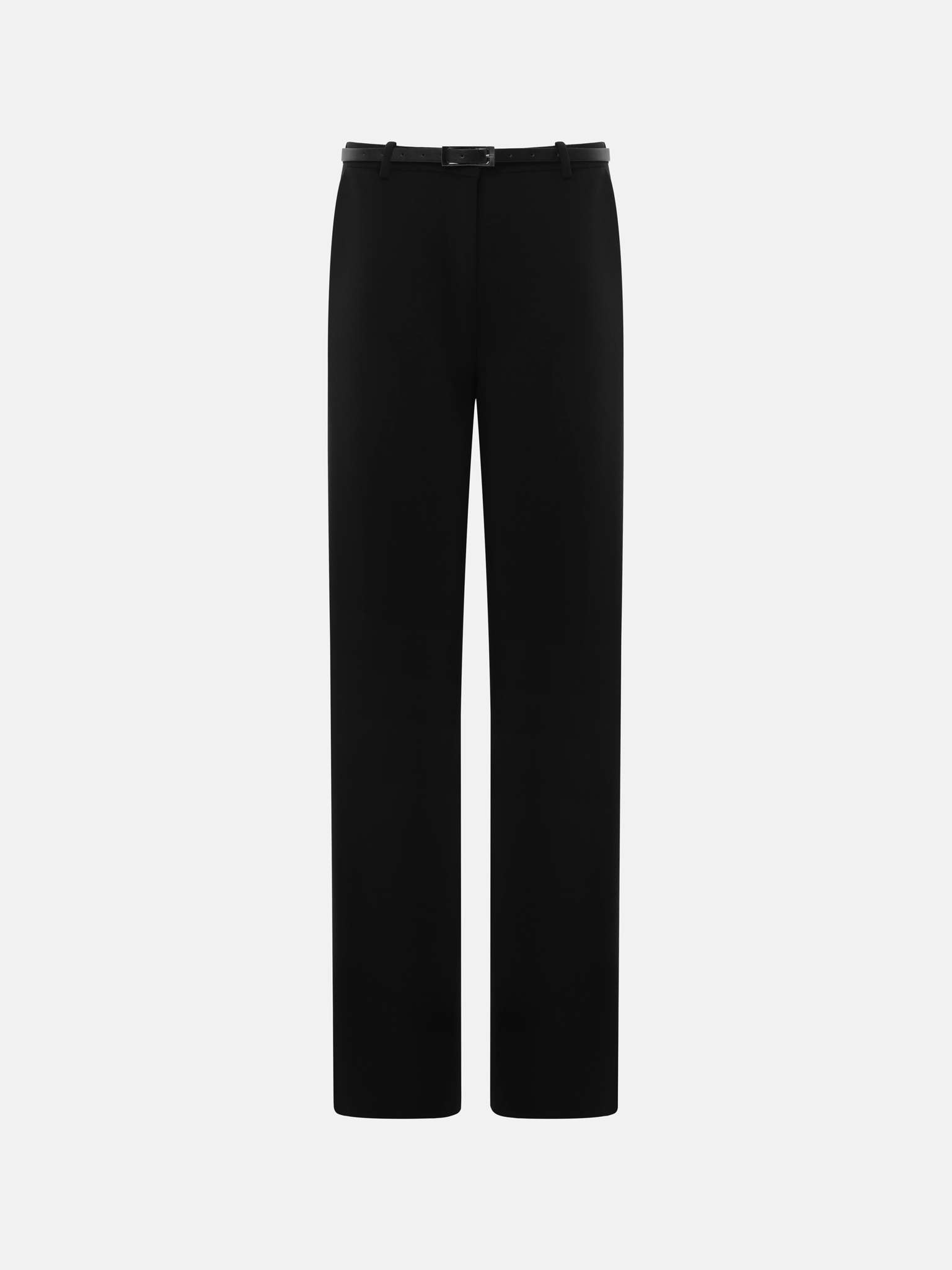 Low-rise straight-leg trousers with eco-leather belt