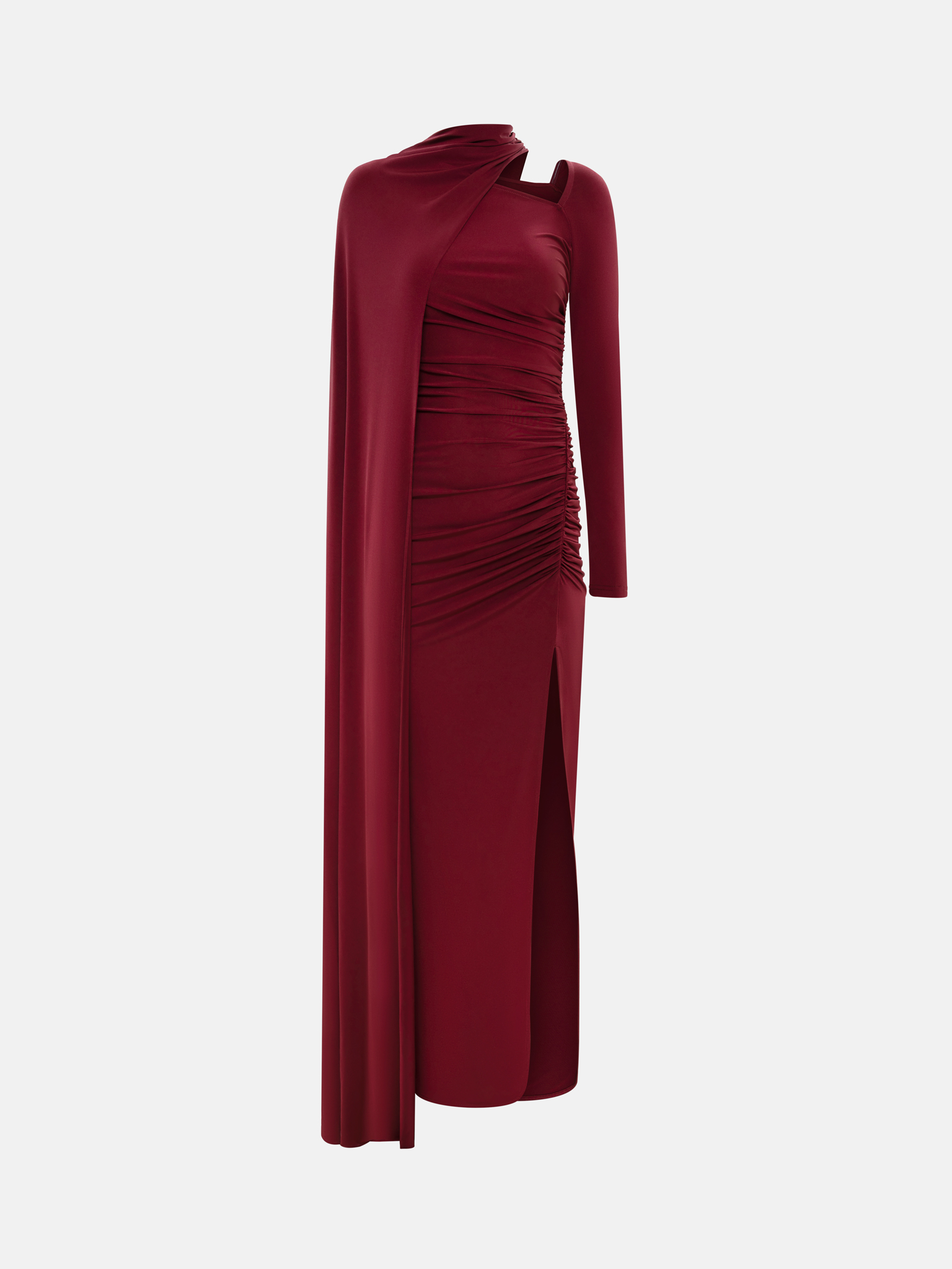 Maxikleid aus Jersey mit einseitigem Cape