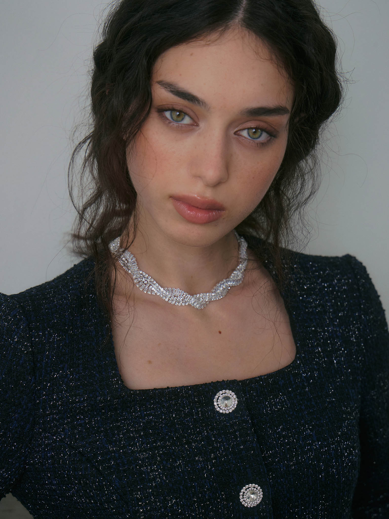 Wide necklace with large crystals