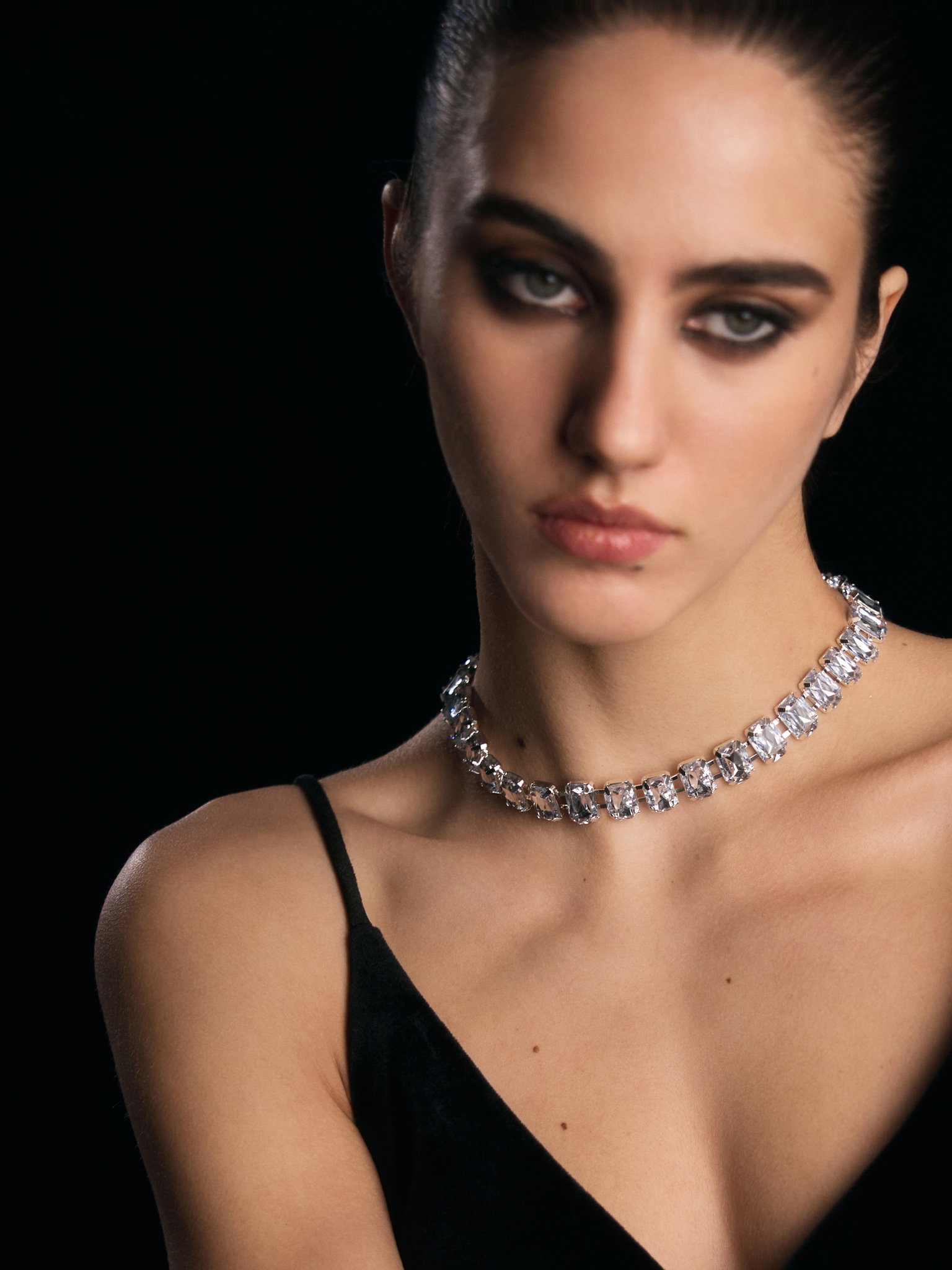 Necklace made from large rectangular crystals