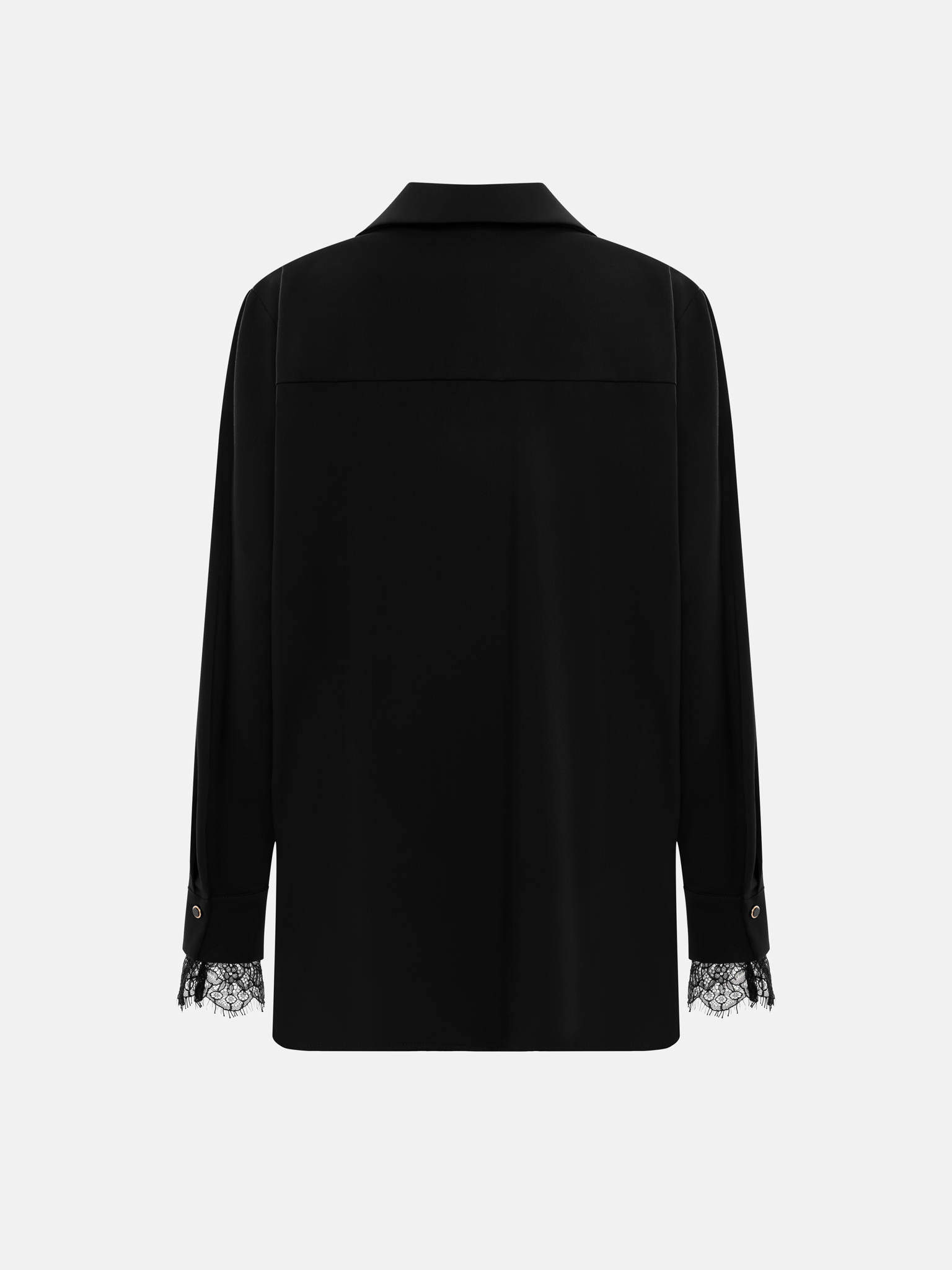 Blouse with lace trim and ties at the collar