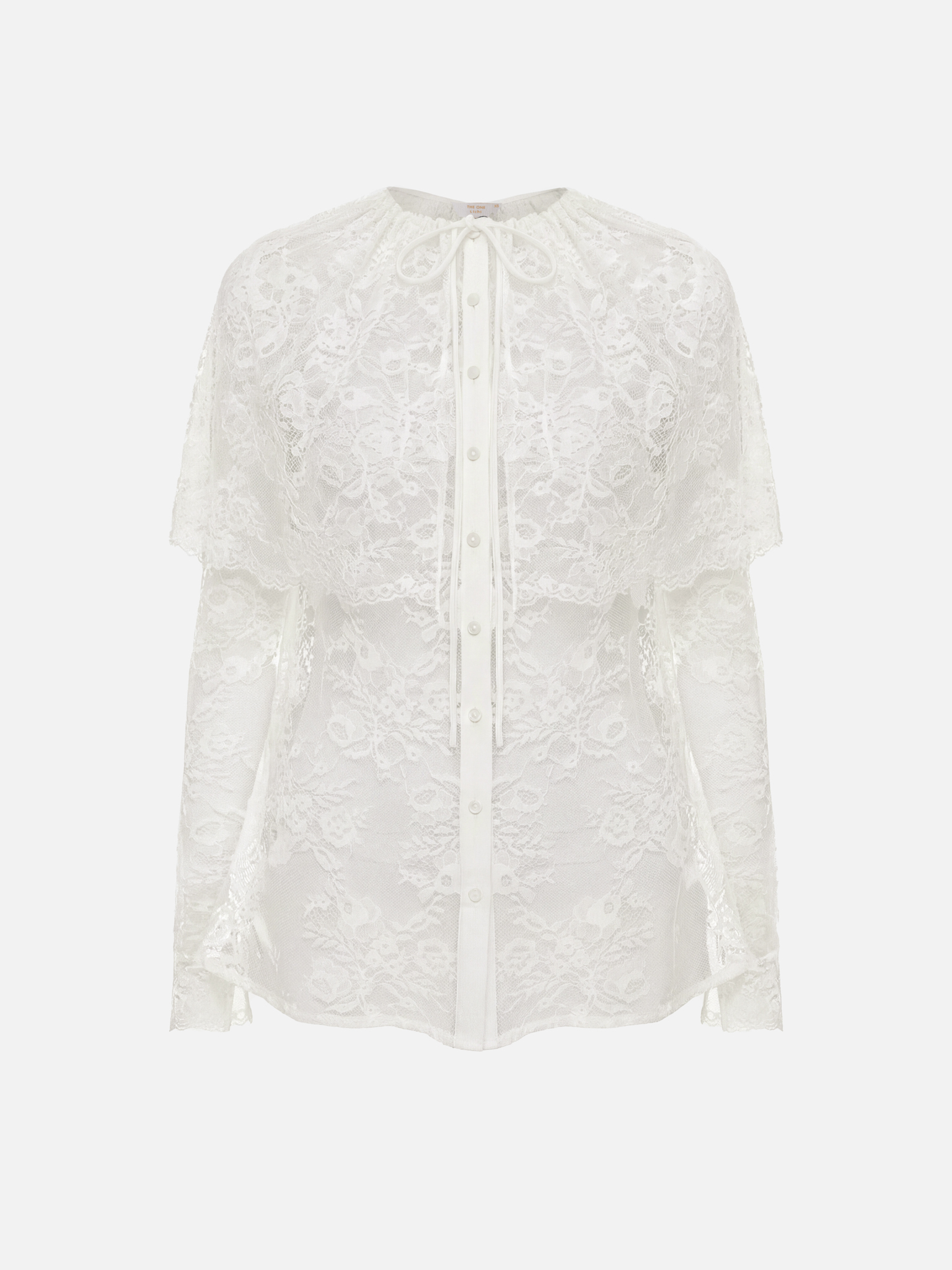 Guipure lace blouse with voluminous cape
