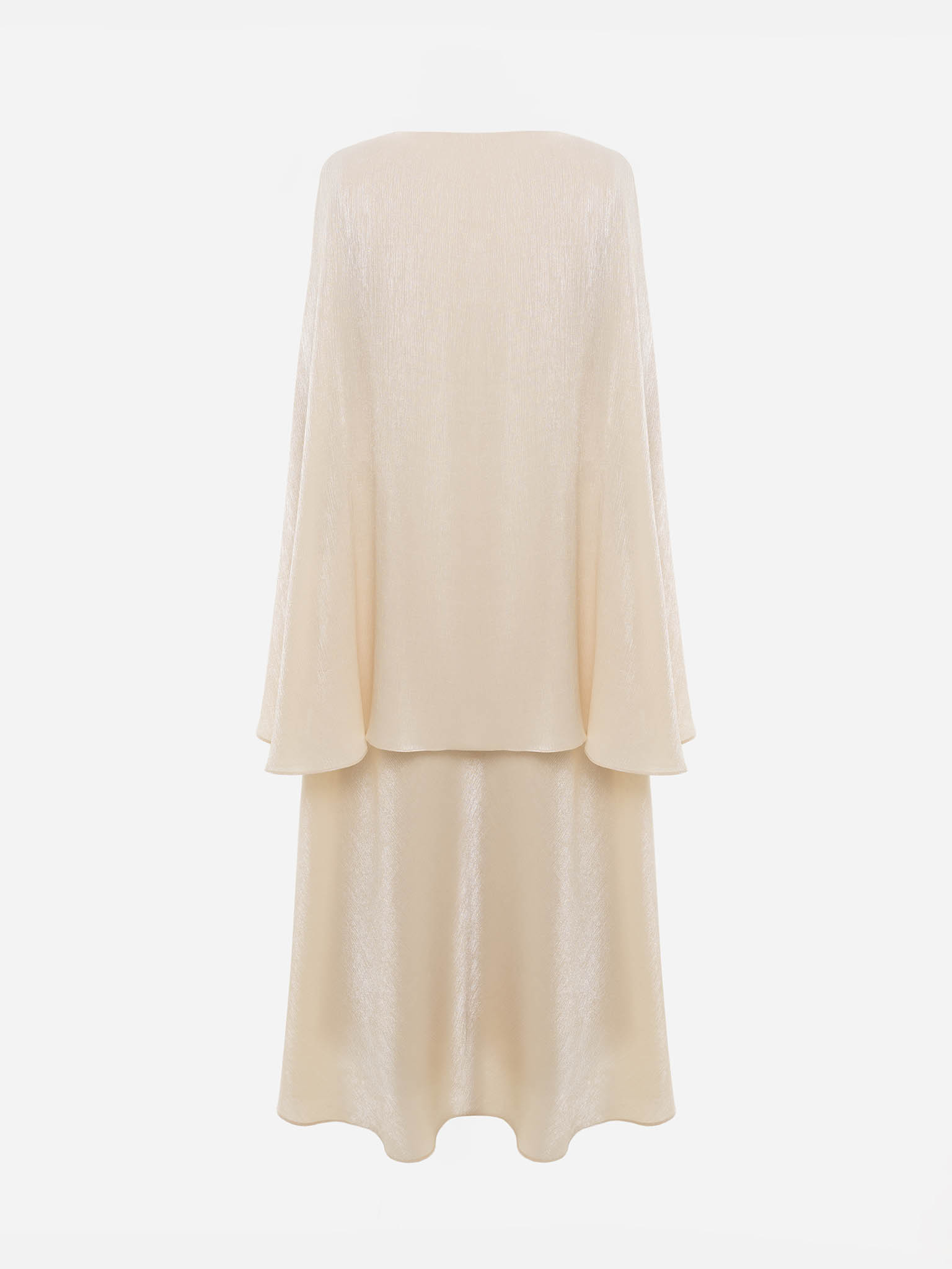 فستان ماكسي مزخرف بنقشة مميزة مع كاب وزينة من أحجار الراين