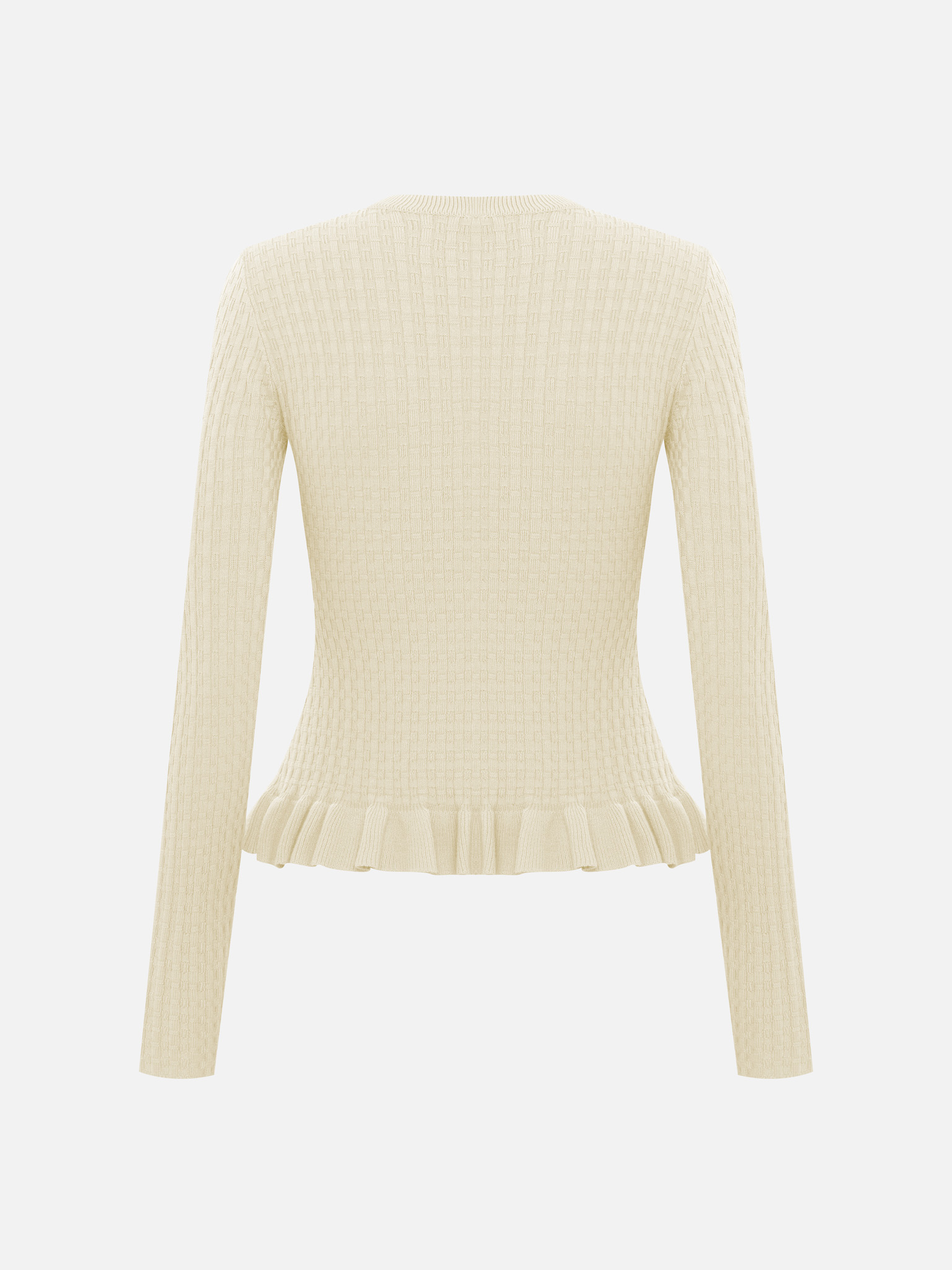 Прилегающий кардиган с оборками из вискозы фактурной вязки