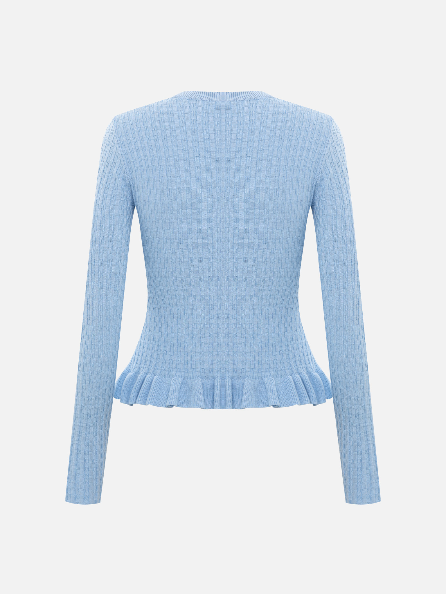 Прилегающий кардиган с оборками из вискозы фактурной вязки