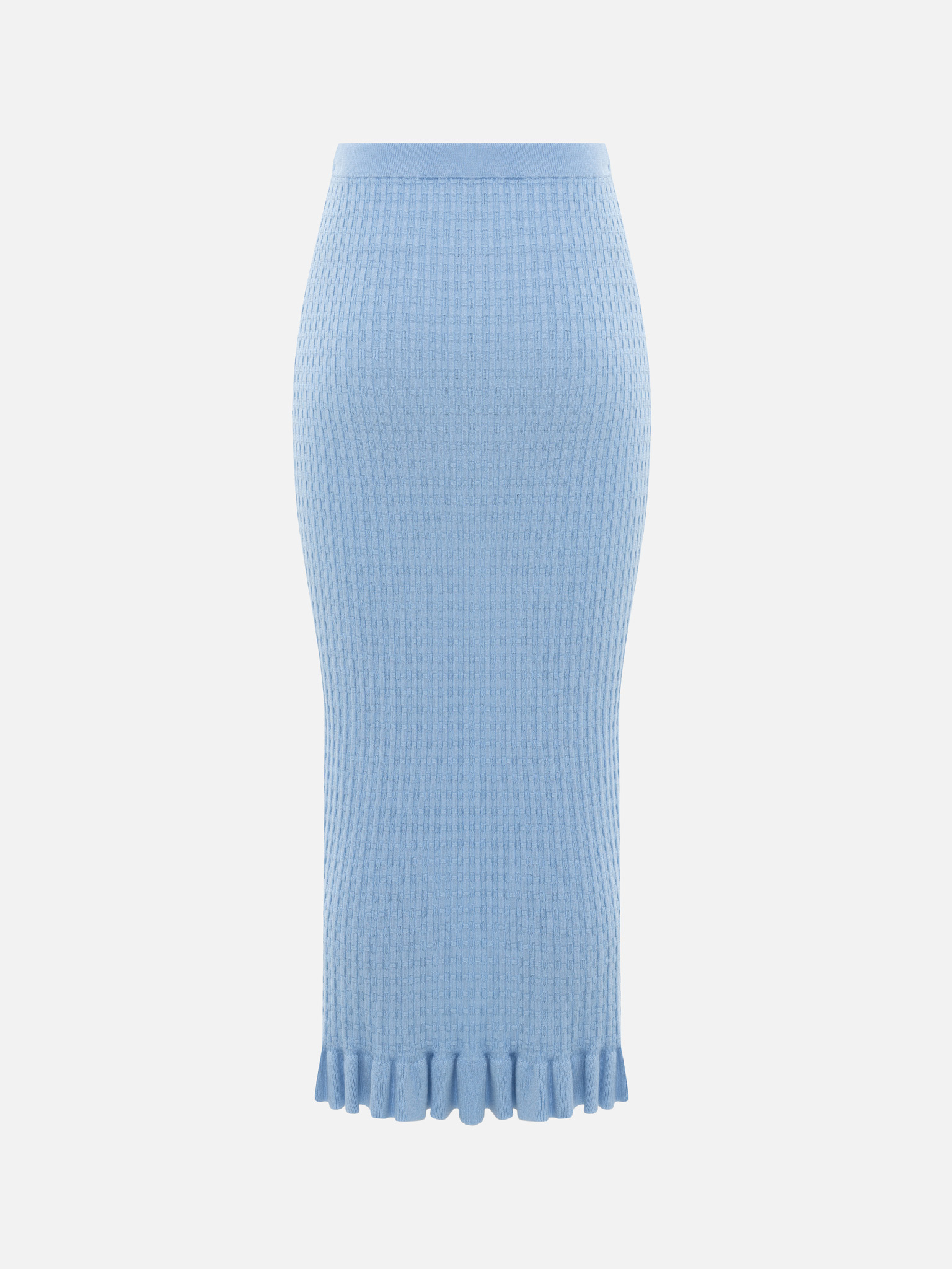 Прямая юбка миди с оборками из вискозы фактурной вязки