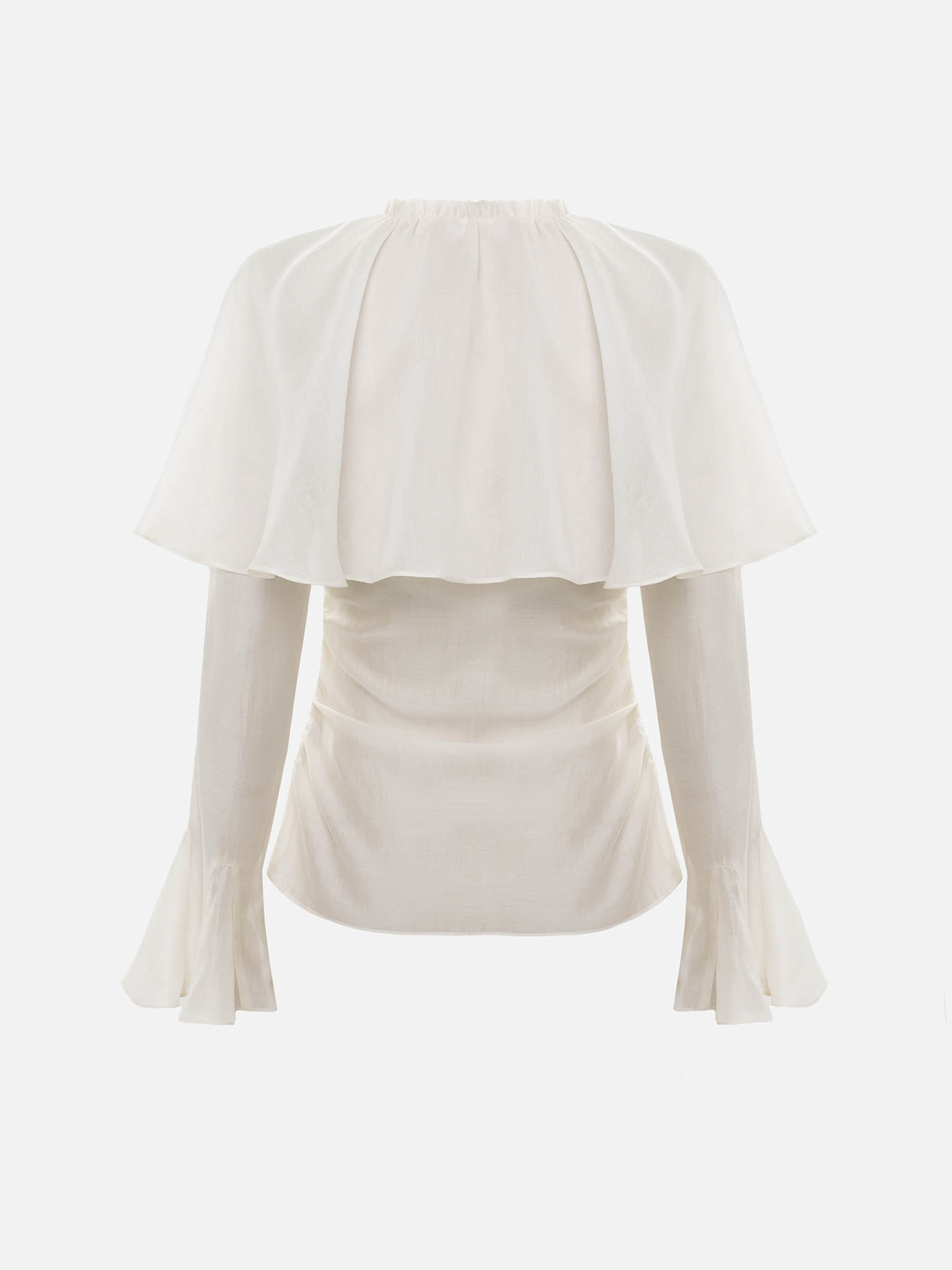 Lightweight fabric blouse with a voluminous cape