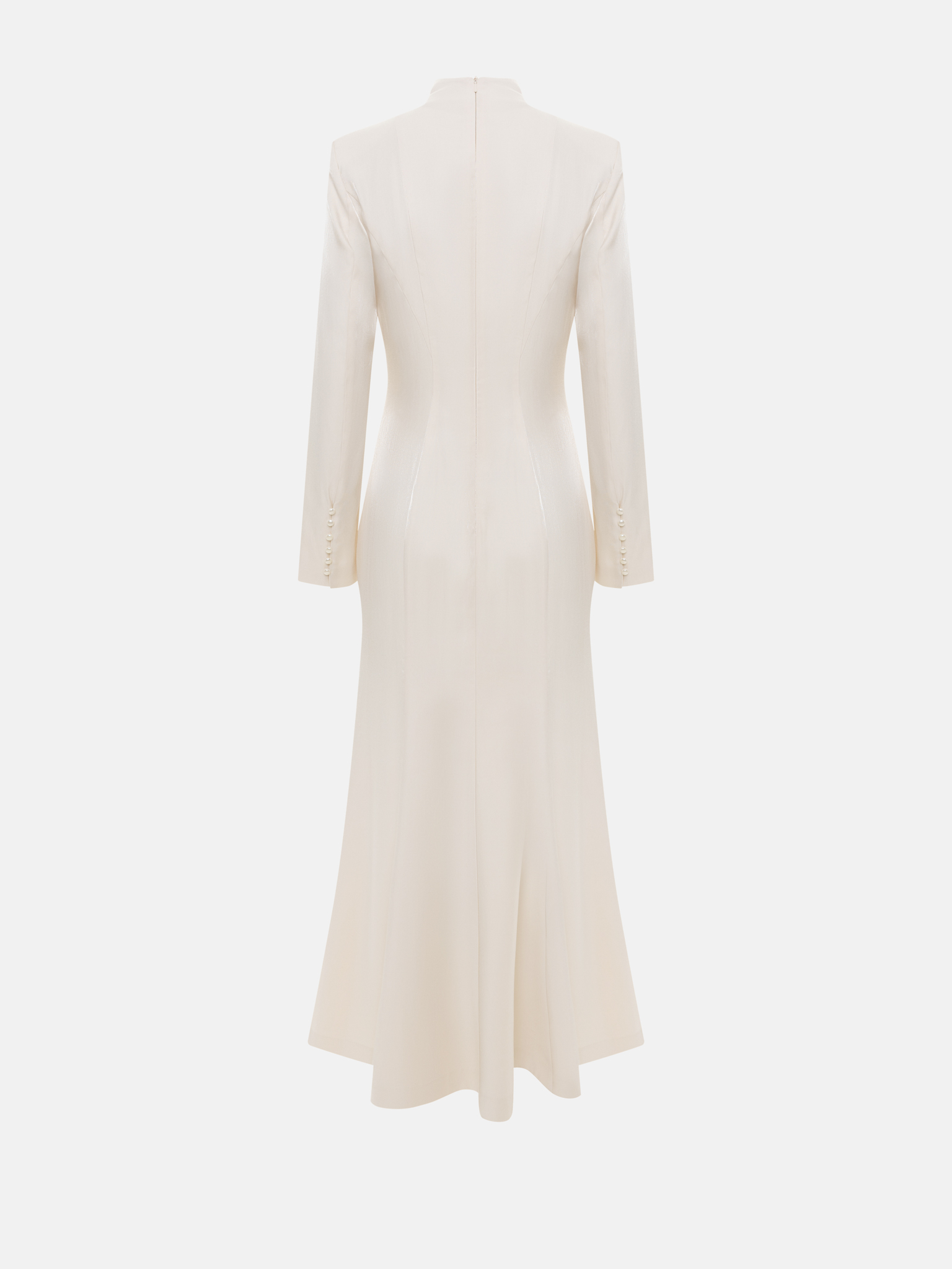 Fitted viscose maxi dress with small buttons on the bodice