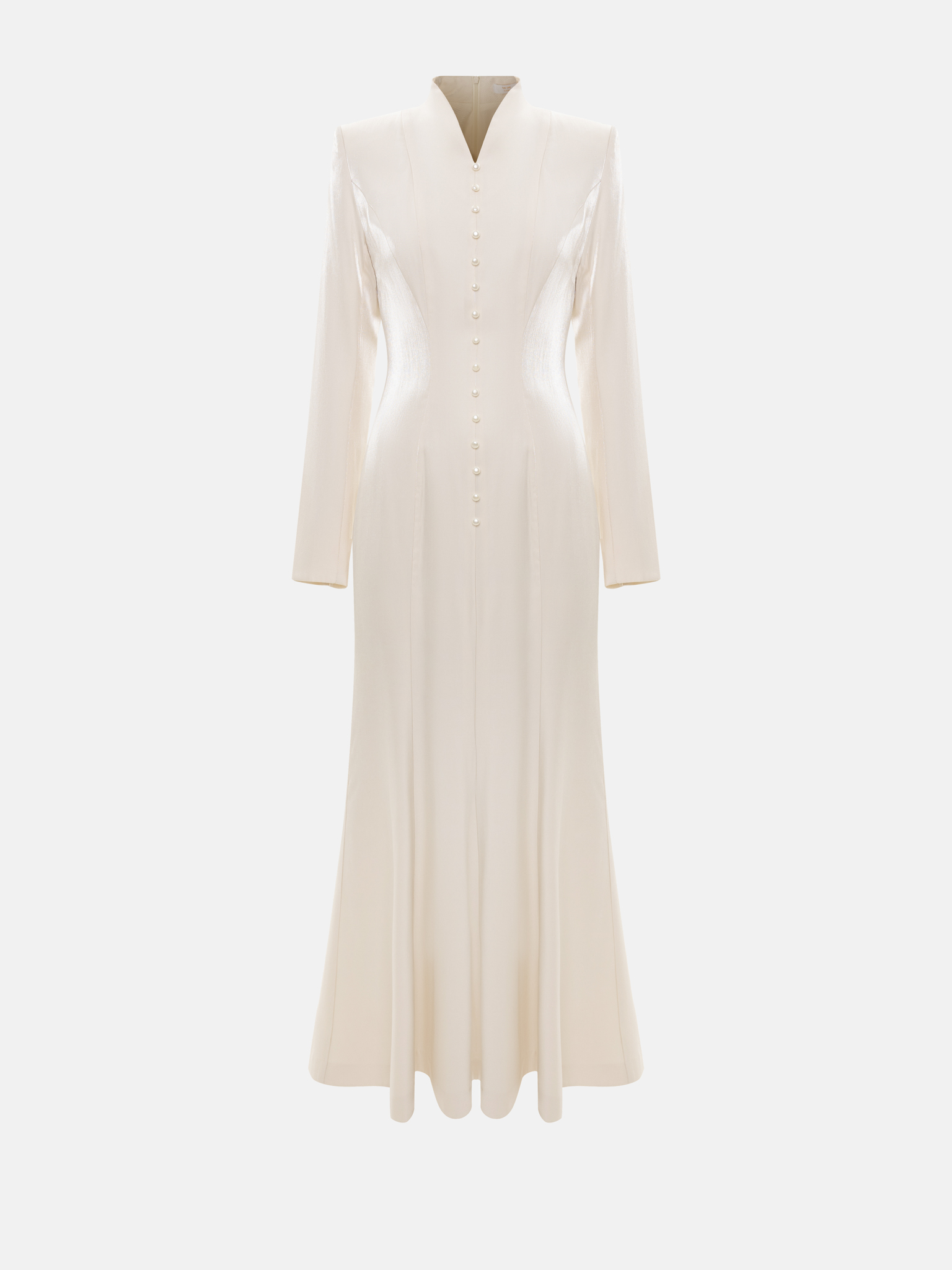 Fitted viscose maxi dress with small buttons on the bodice